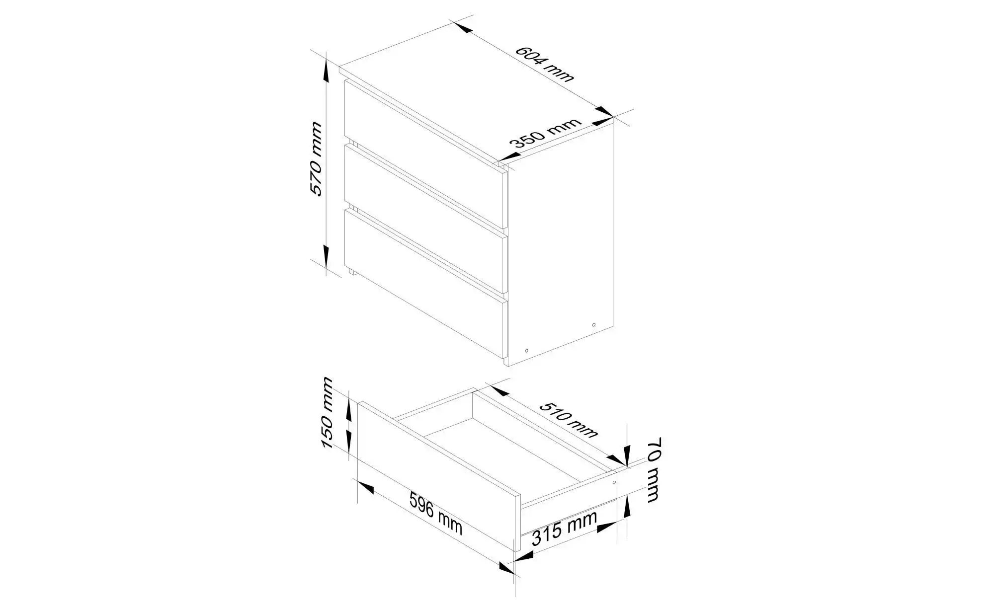 Thumbnail - Kommode mit 3 Schubladen Carlo ¦ mehrfarbig ¦ Maße (cm): B: 60 H: 57 Tische > Nachttische - Höffner