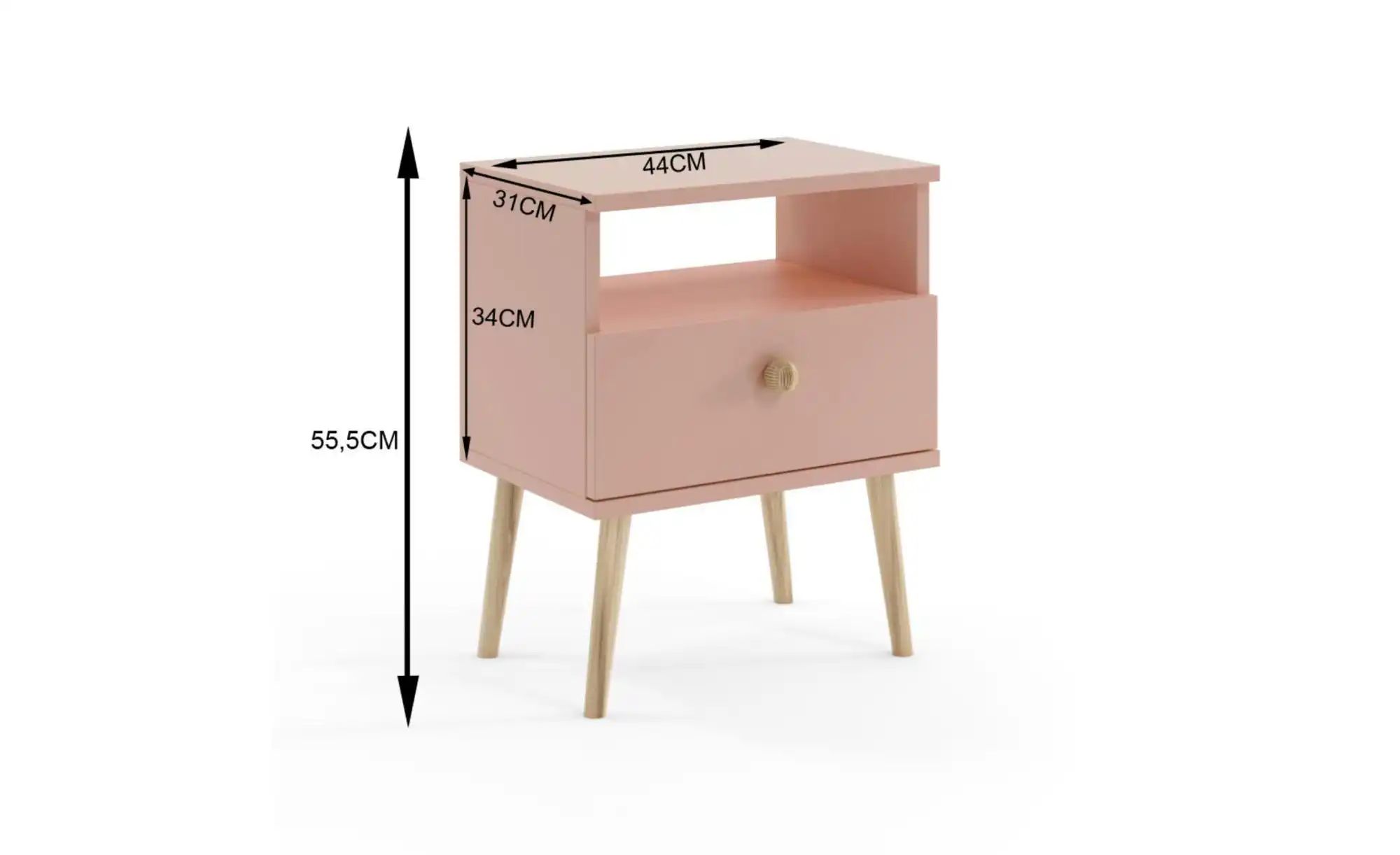 Nachtkommode  Ikon ¦ rosa/pink ¦ Maße (cm): B: 44 H: 55,5 Tische > Nachttis günstig online kaufen