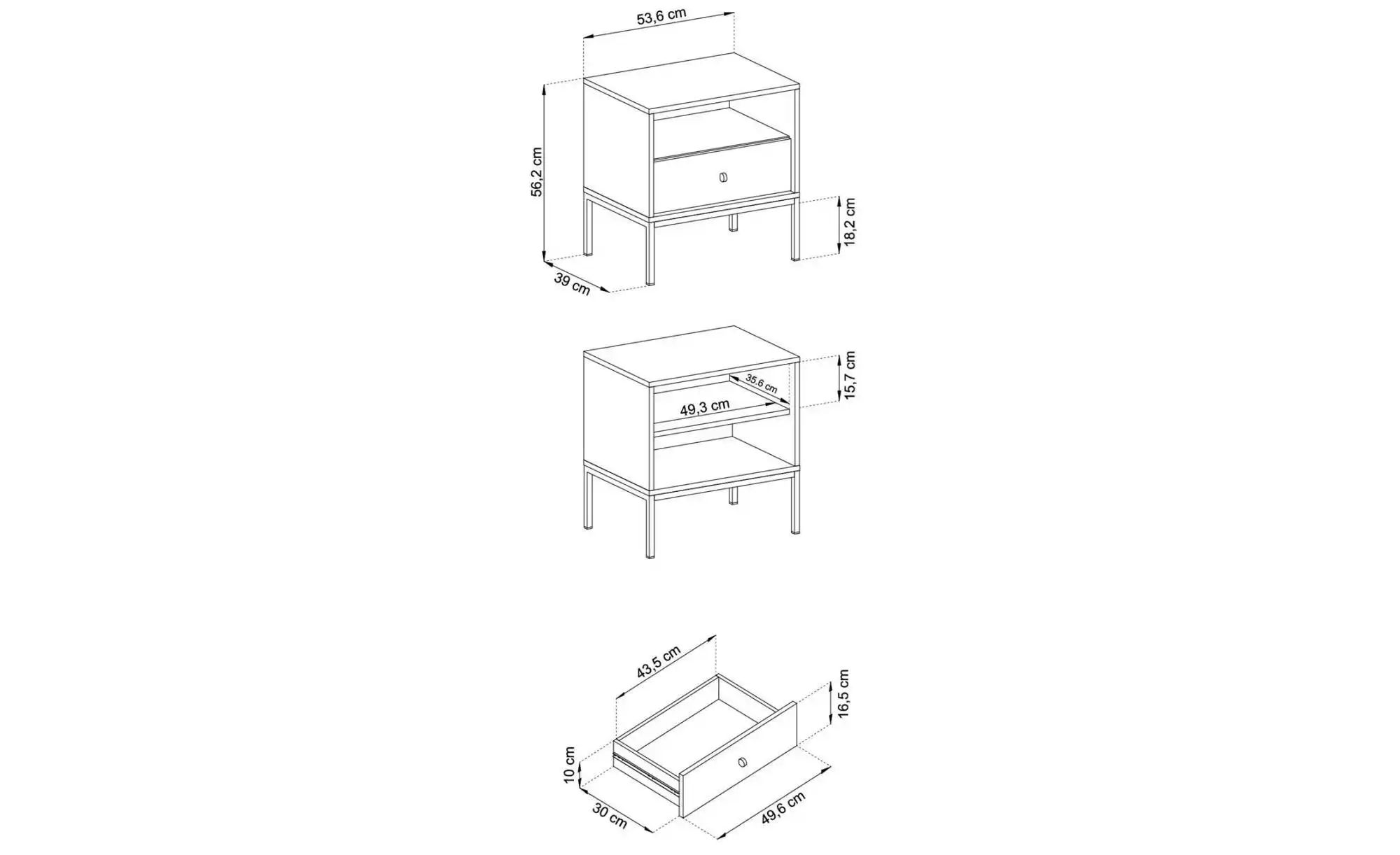 Nachtkommode  Molly ¦ blau ¦ Maße (cm): B: 53,6 H: 56,2 Tische > Nachttisch günstig online kaufen