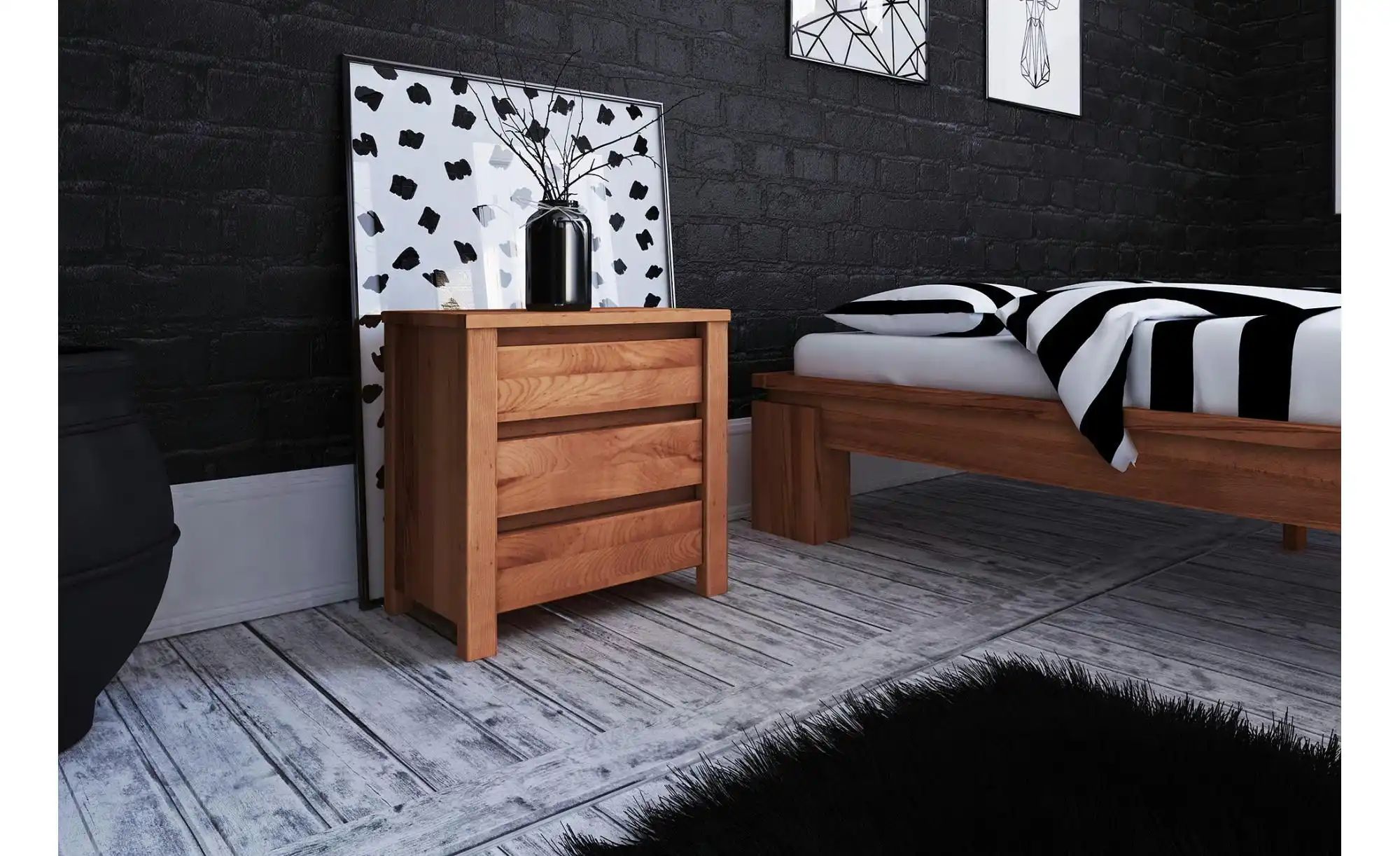 Nachttisch mit 3 Schüben   ¦ holzfarben ¦ Maße (cm): B: 51 H: 51 Tische > N günstig online kaufen