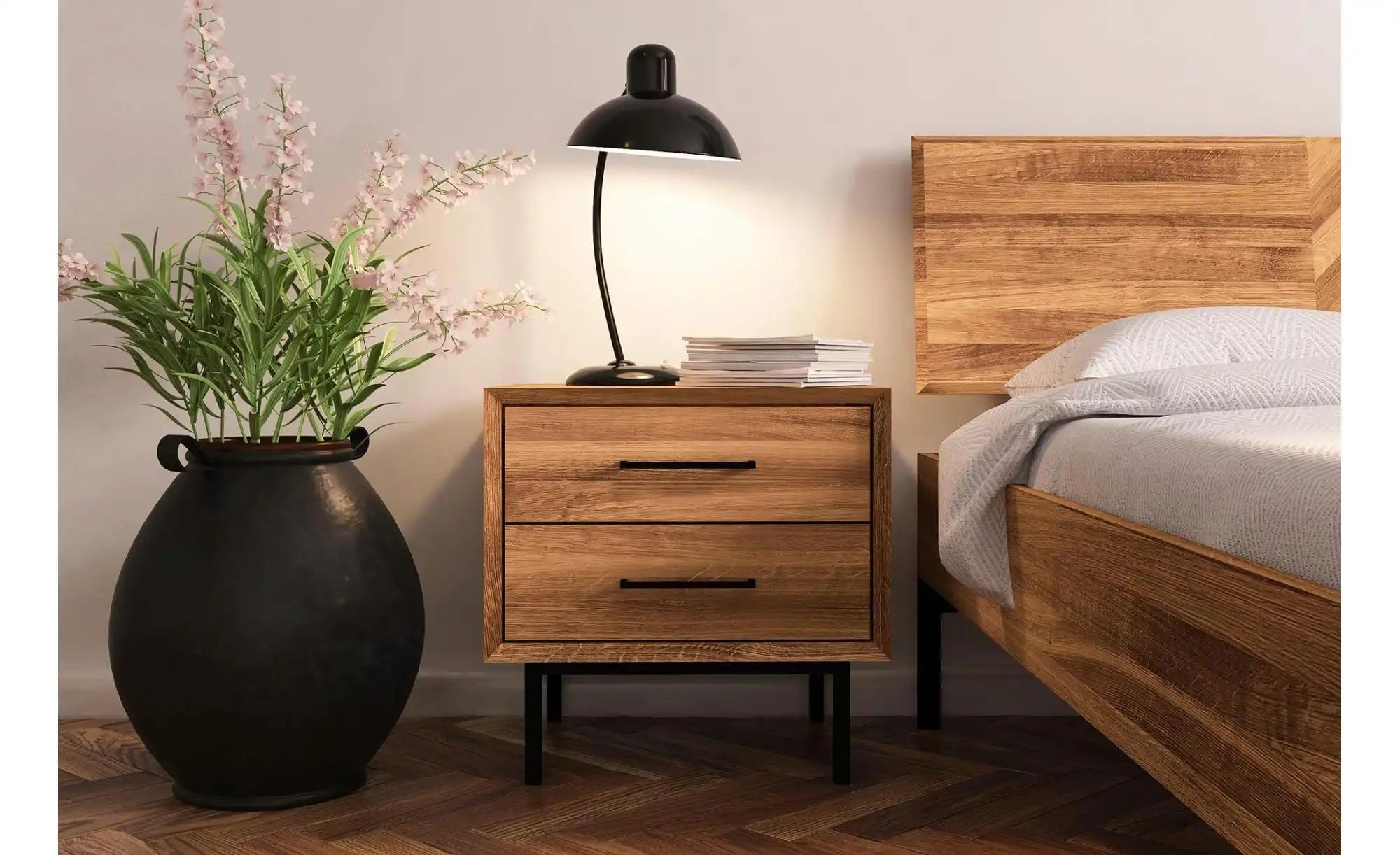 Nachttisch mit 2 Schüben   ¦ holzfarben ¦ Maße (cm): B: 51 H: 50 Tische > N günstig online kaufen