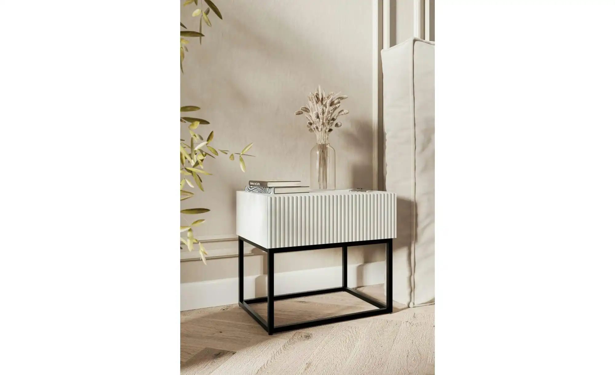 Selsey Nachtkommode mit Kufengestell Veldio ¦ weiß ¦ Maße (cm): B: 50 H: 44 günstig online kaufen