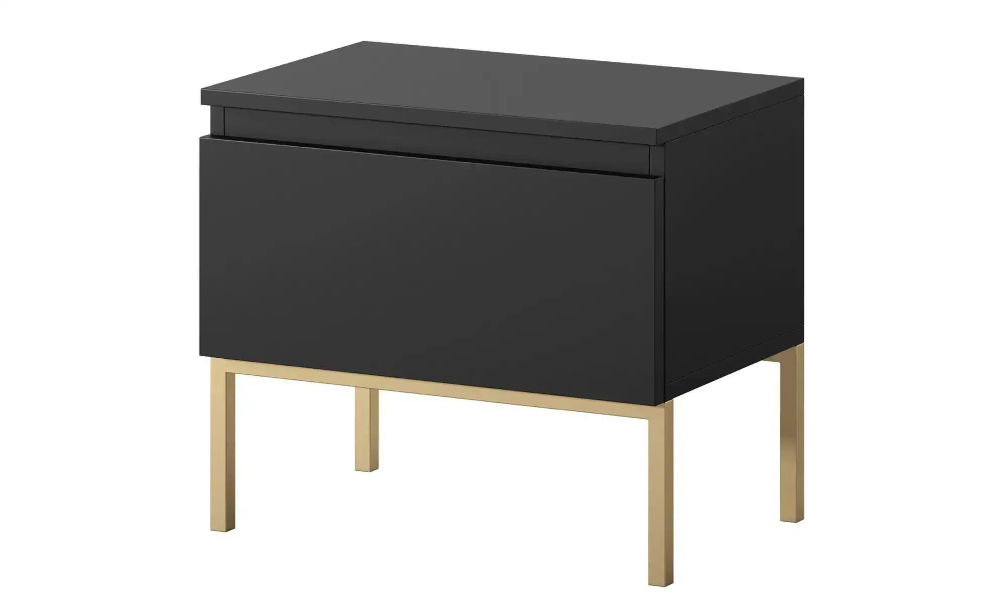 Selsey Nachtkommode mit goldenem Kufengestell Bemmi ¦ schwarz ¦ Maße (cm): günstig online kaufen