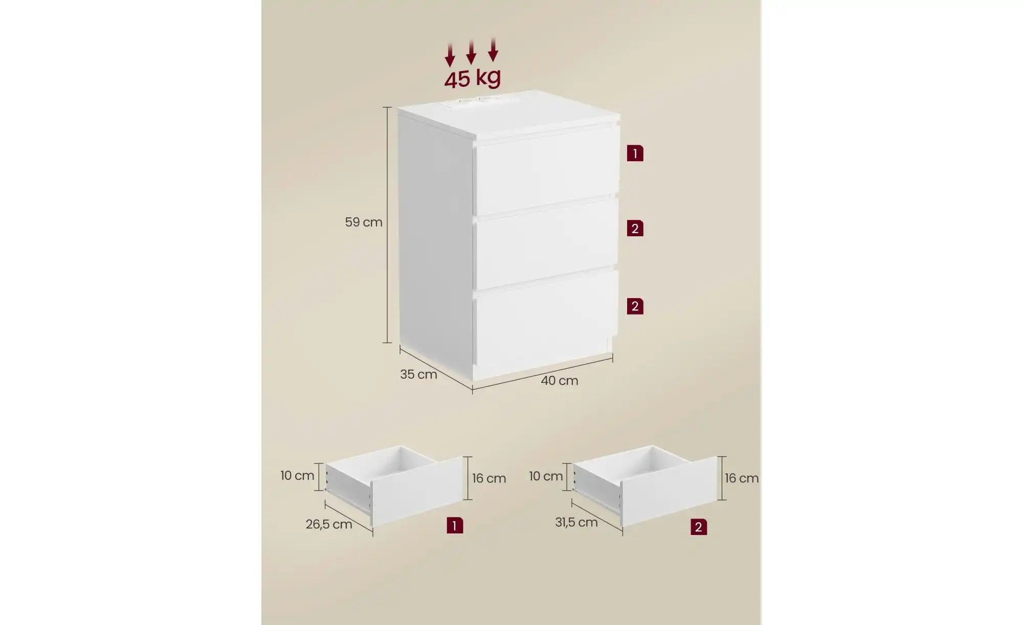 Nachttisch   ¦ weiß ¦ Maße (cm): B: 40 H: 59 Tische > Nachttische - Höffner günstig online kaufen