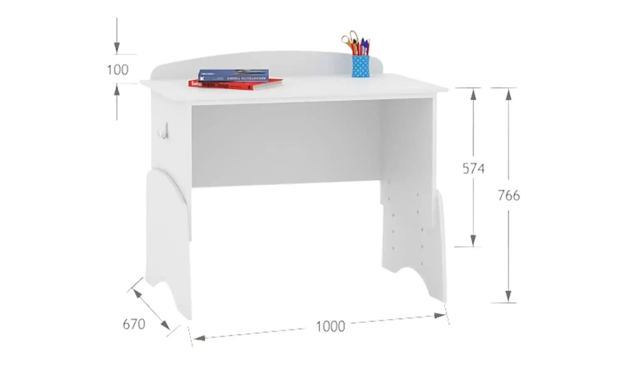 Schreibtisch  Nordic White ¦ weiß ¦ Maße (cm): B: 100 H: 76,6 T: 57.4 Kinde günstig online kaufen