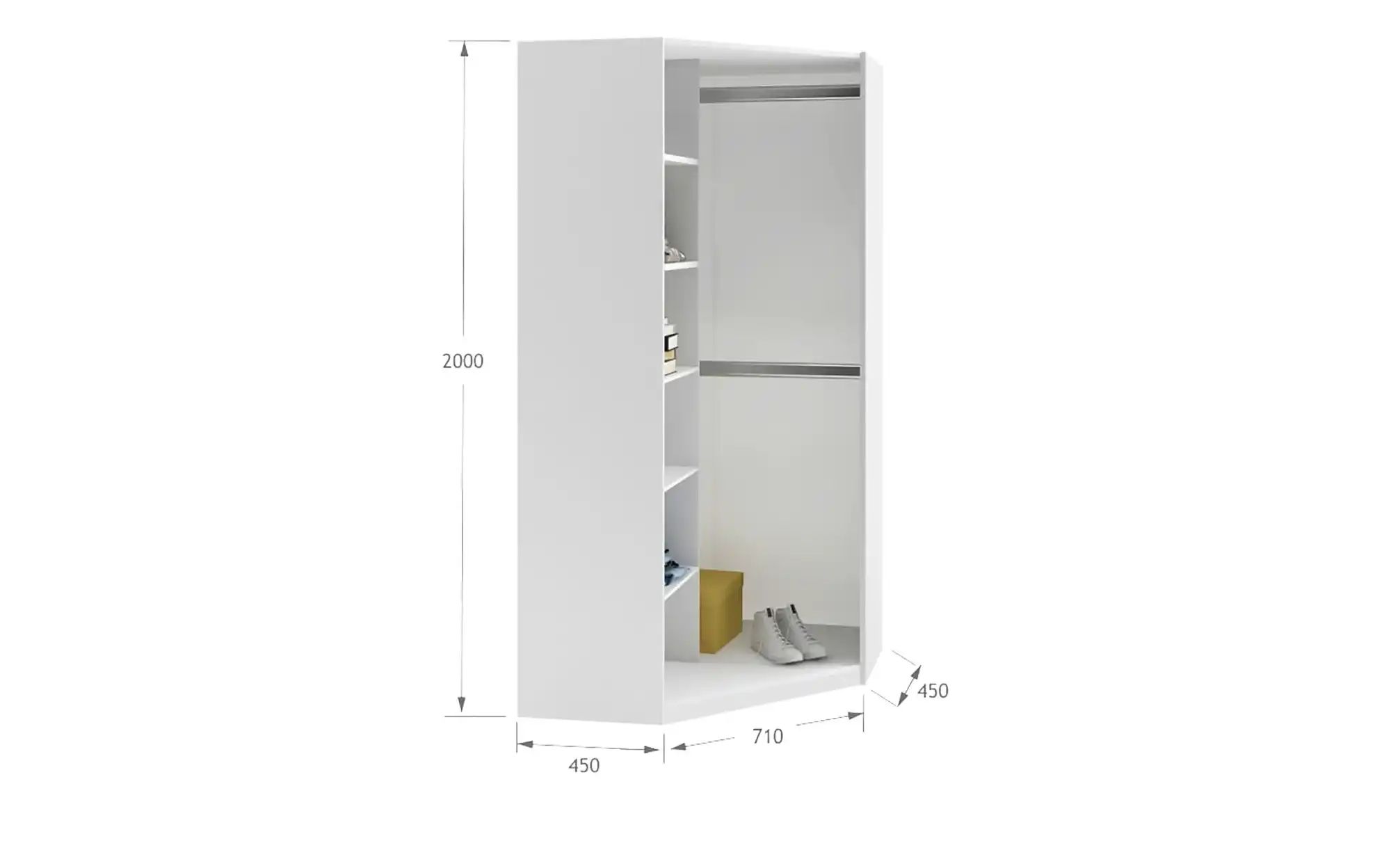 Eck-Schrank  Uni White ¦ weiß ¦ Maße (cm): B: 96,7 H: 200 Jugendmöbel > Jug günstig online kaufen