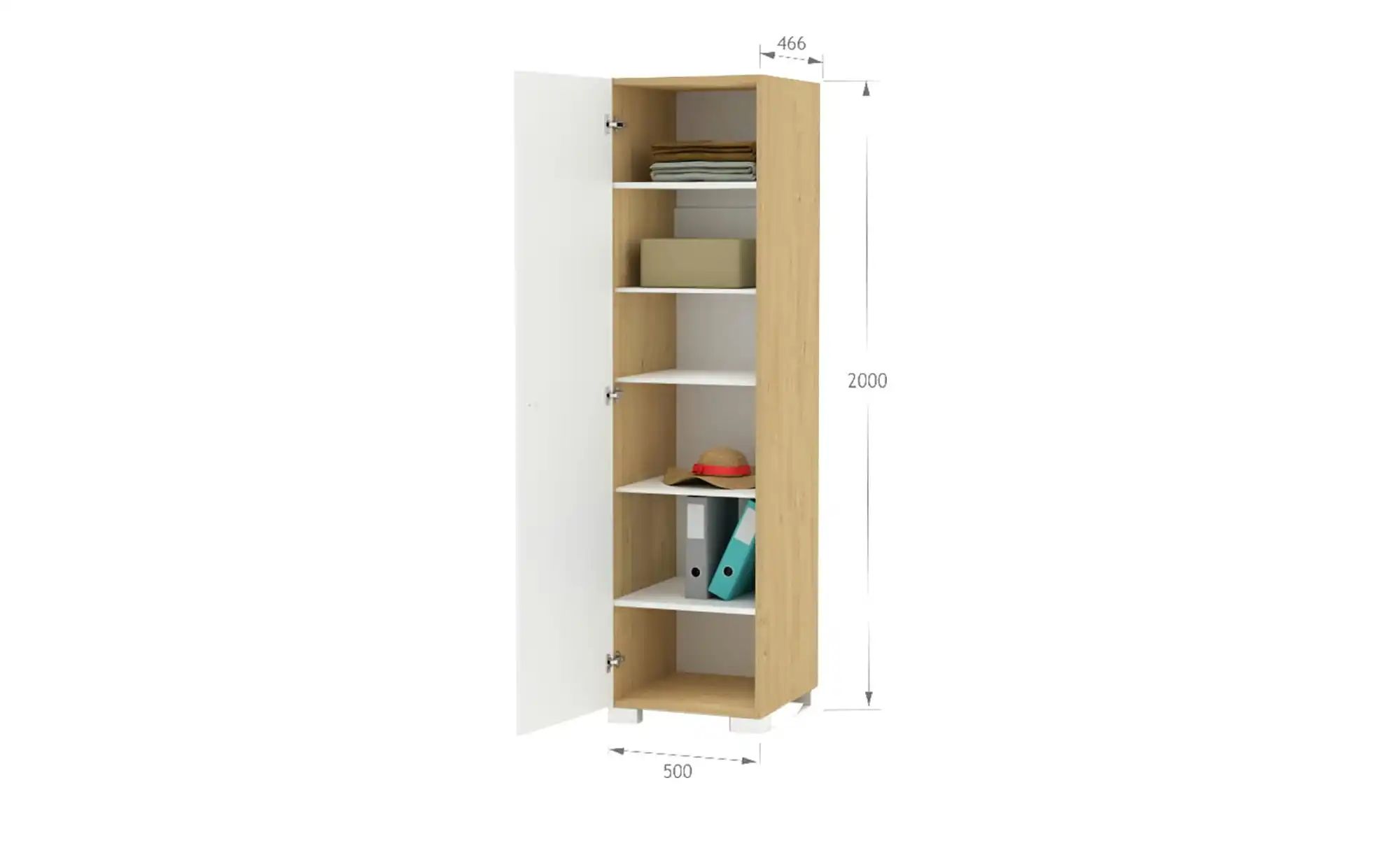 Kleiderschrank  Uni Oak ¦ holzfarben ¦ Maße (cm): B: 50 H: 200 Schränke > K günstig online kaufen