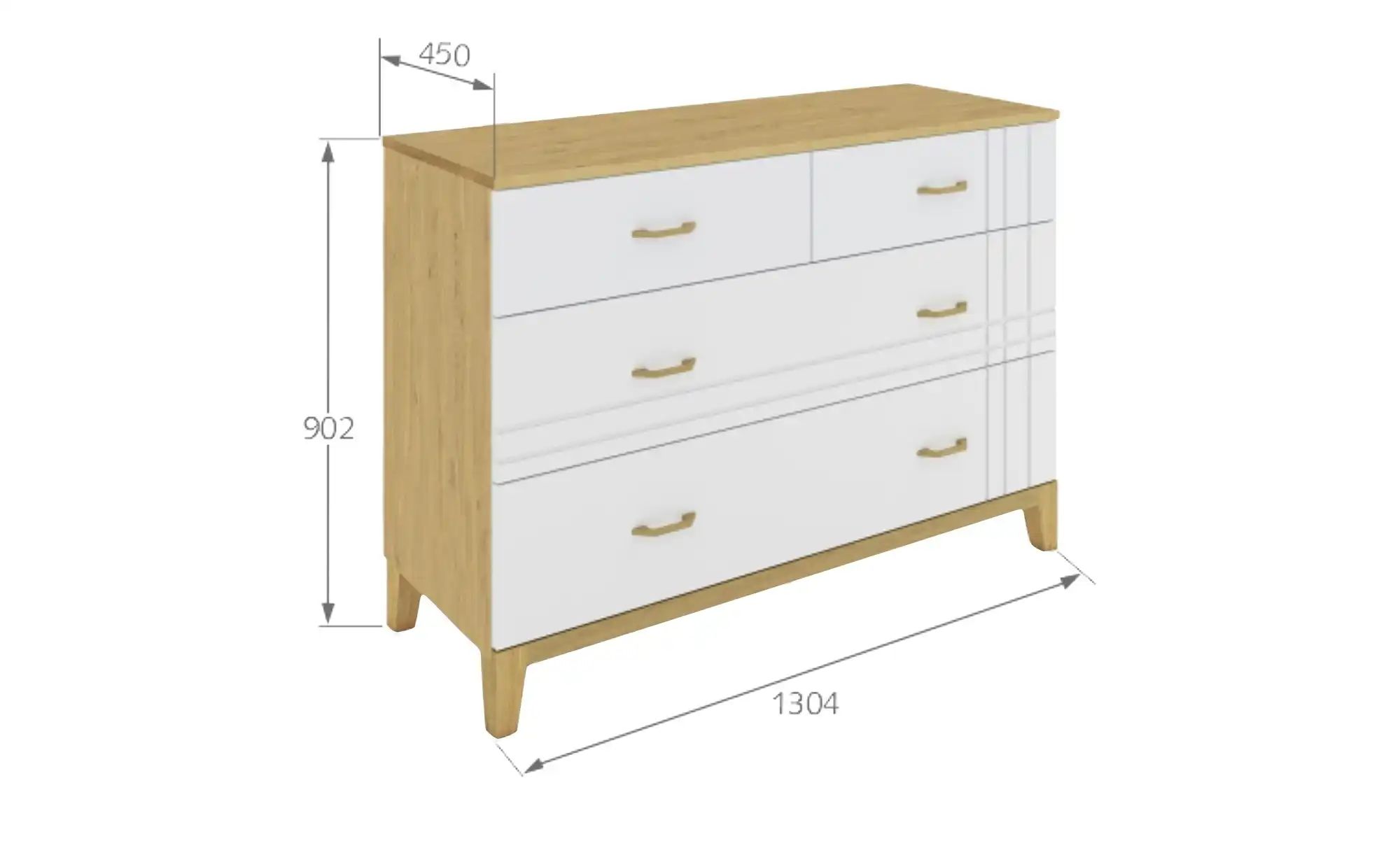 Kommode  Hygge Oak ¦ holzfarben ¦ Maße (cm): B: 130,4 H: 90,2 T: 45 Kommode günstig online kaufen