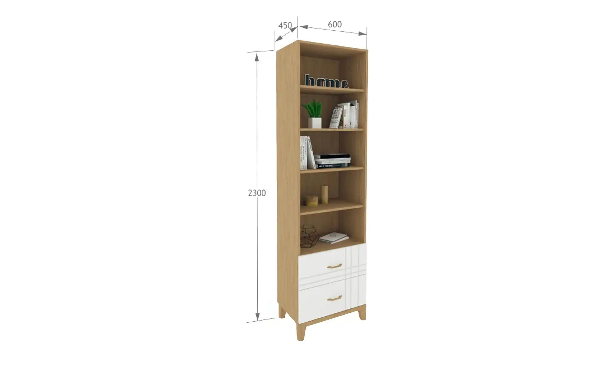 Bücherregal  Hygge Oak ¦ holzfarben ¦ Maße (cm): B: 60 H: 230 T: 45 Regale günstig online kaufen