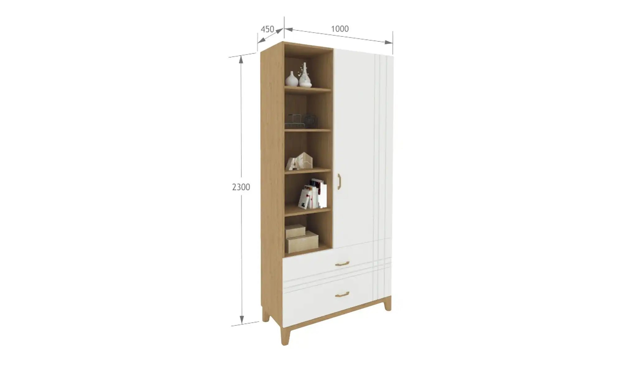 Highboard  Hygge Oak ¦ holzfarben ¦ Maße (cm): B: 100 H: 230 T: 45 Kommoden günstig online kaufen