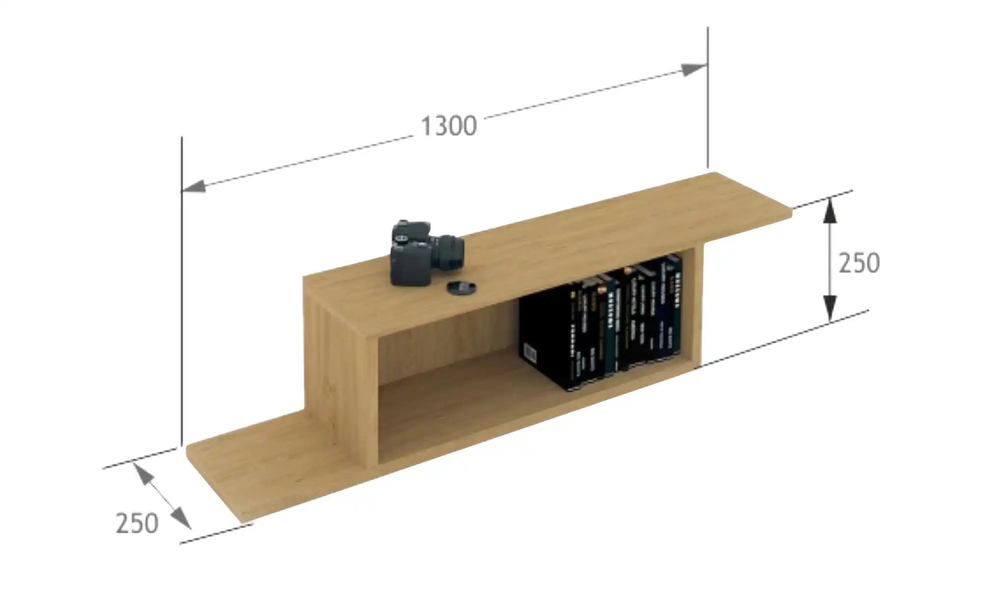 Hängeregal  Hygge Oak ¦ holzfarben ¦ Maße (cm): B: 130 H: 25 T: 25 Regale > günstig online kaufen