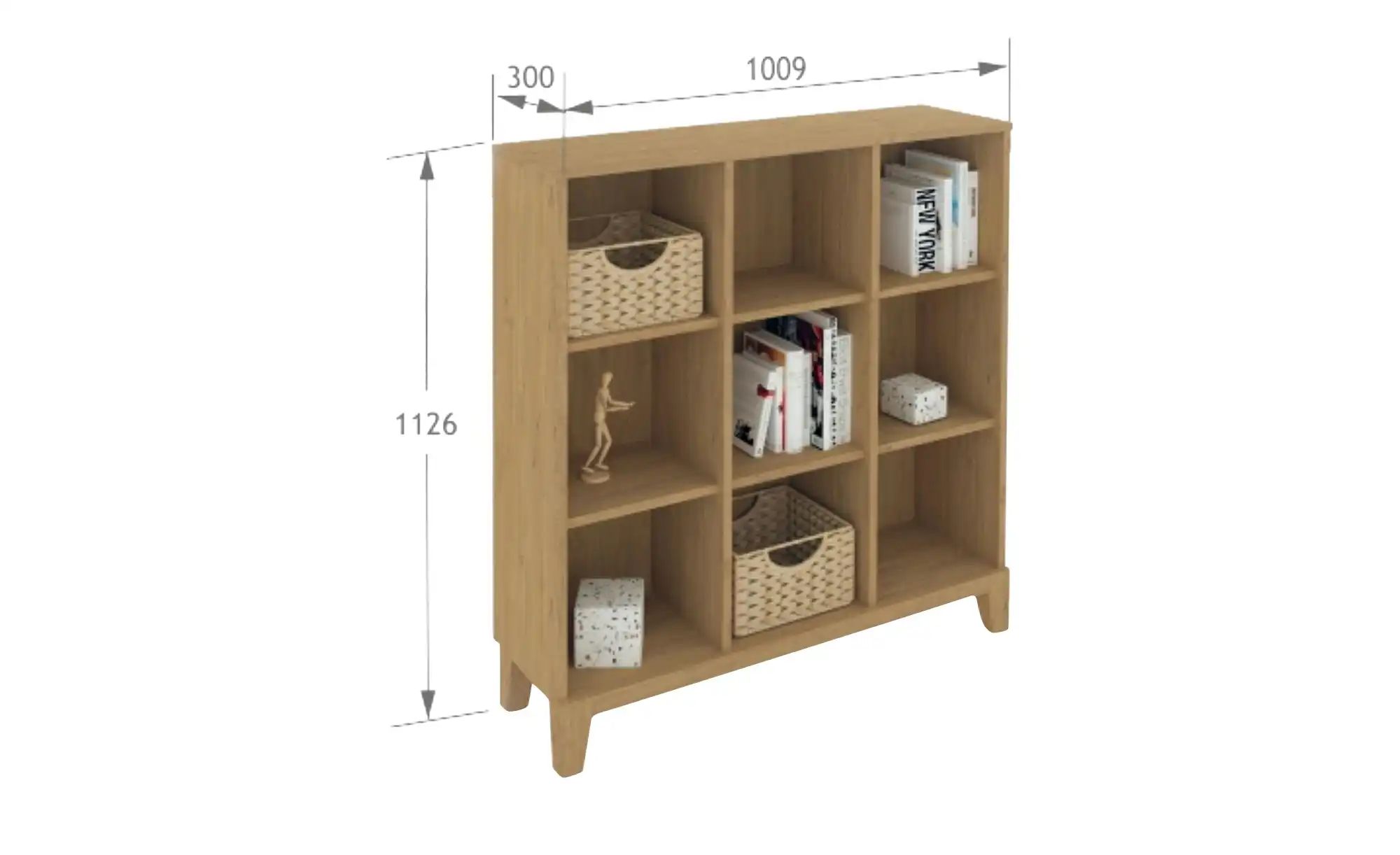 Bücherregal  Hygge Oak ¦ holzfarben ¦ Maße (cm): B: 100,9 H: 112,6 T: 30 Re günstig online kaufen