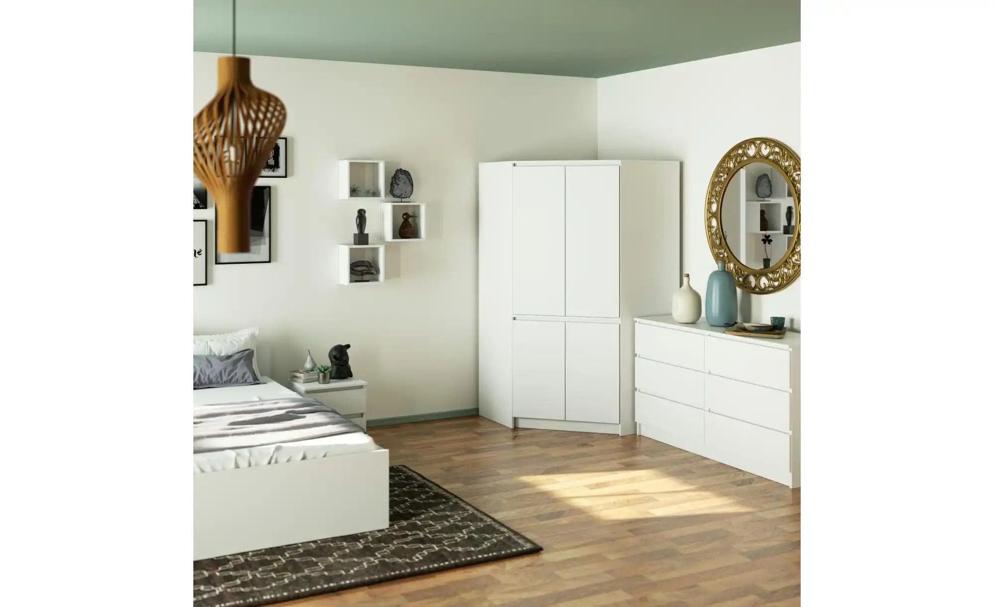 Thumbnail - Eckschrank Ophelia ¦ weiß ¦ Maße (cm): B: 100 H: 180 Schränke > Kleiderschränke > Eck-Kleiderschränke - Höffner