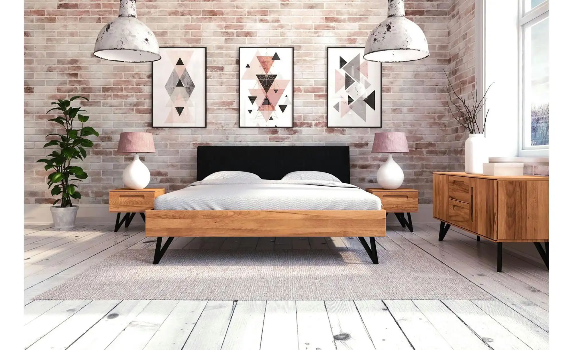 Massivholzbett mit gepolstertem Kopfteil Karl ¦ holzfarben ¦ Maße (cm): B: günstig online kaufen