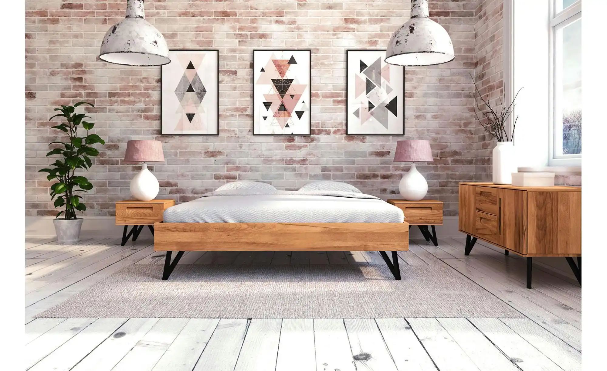 Thumbnail - Massivholzbett ohne Kopfteil Karl ¦ holzfarben ¦ Maße (cm): B: 200 H: 38 Betten > Bettgestelle - Höffner