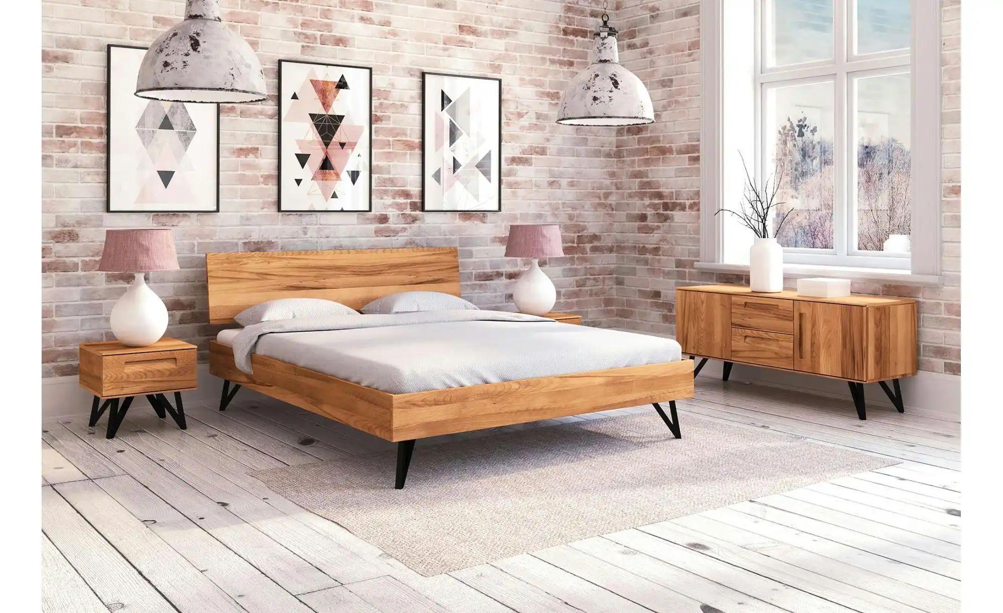 Thumbnail - Massivholzbett mit Kopfteil Karl ¦ holzfarben ¦ Maße (cm): B: 180 H: 85 Betten > Bettgestelle - Höffner