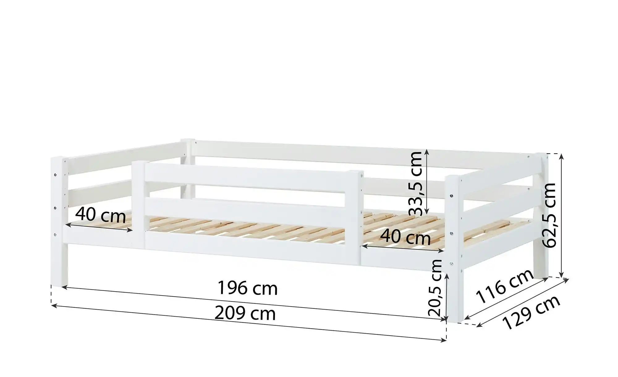 Hoppekids Kinderbett  ECO Luxury ¦ weiß ¦ Maße (cm): B: 129 H: 62 Betten > günstig online kaufen