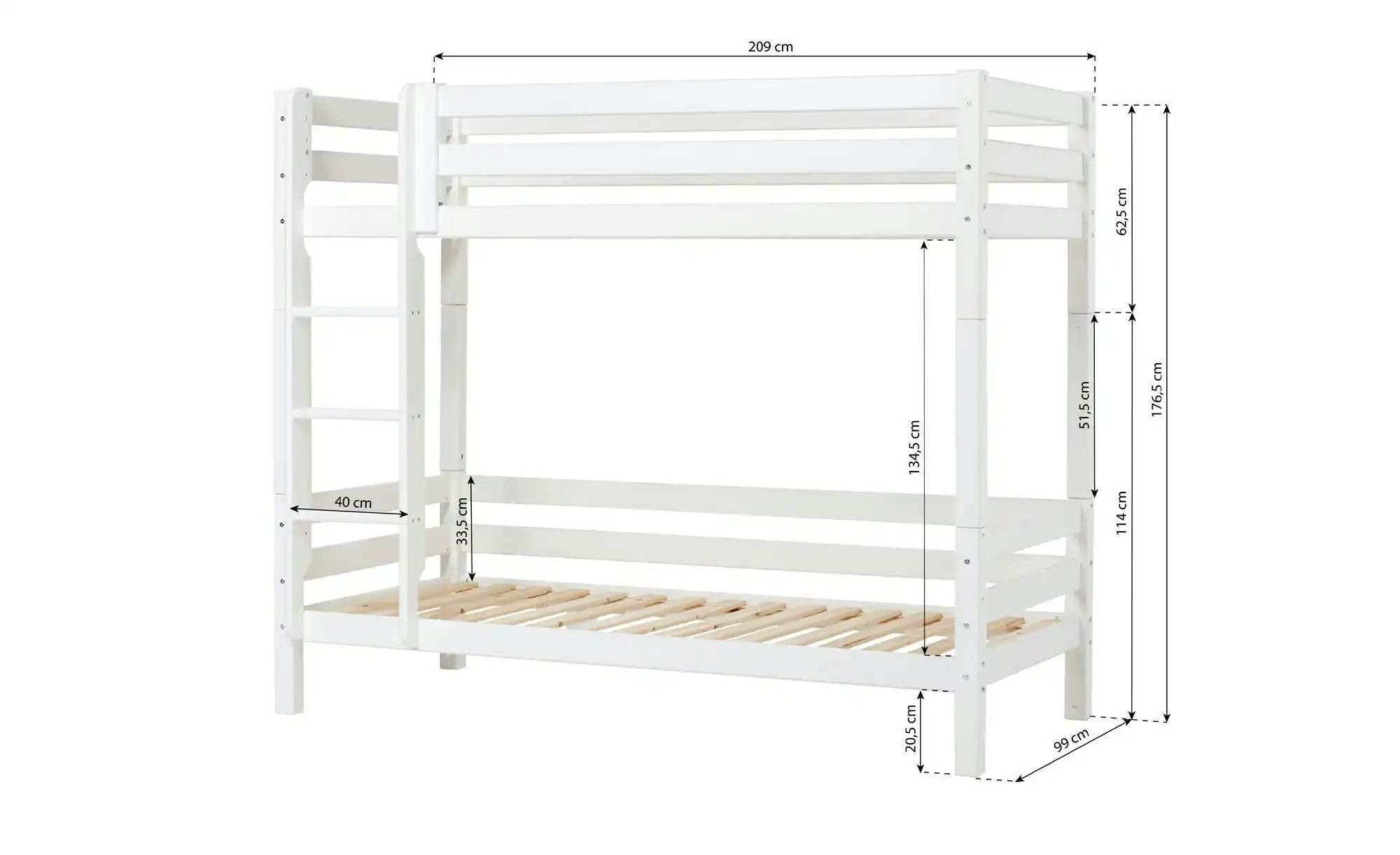 Hoppekids Etagenbett  ECO Luxury ¦ weiß ¦ Maße (cm): B: 104 H: 177 Betten > günstig online kaufen