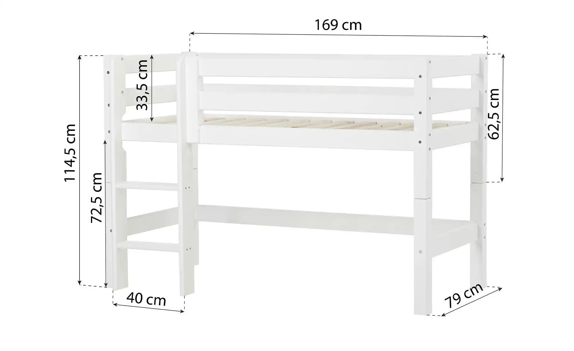 Hoppekids Hochbett  ECO Luxury ¦ weiß ¦ Maße (cm): B: 84 H: 114 Betten > Be günstig online kaufen