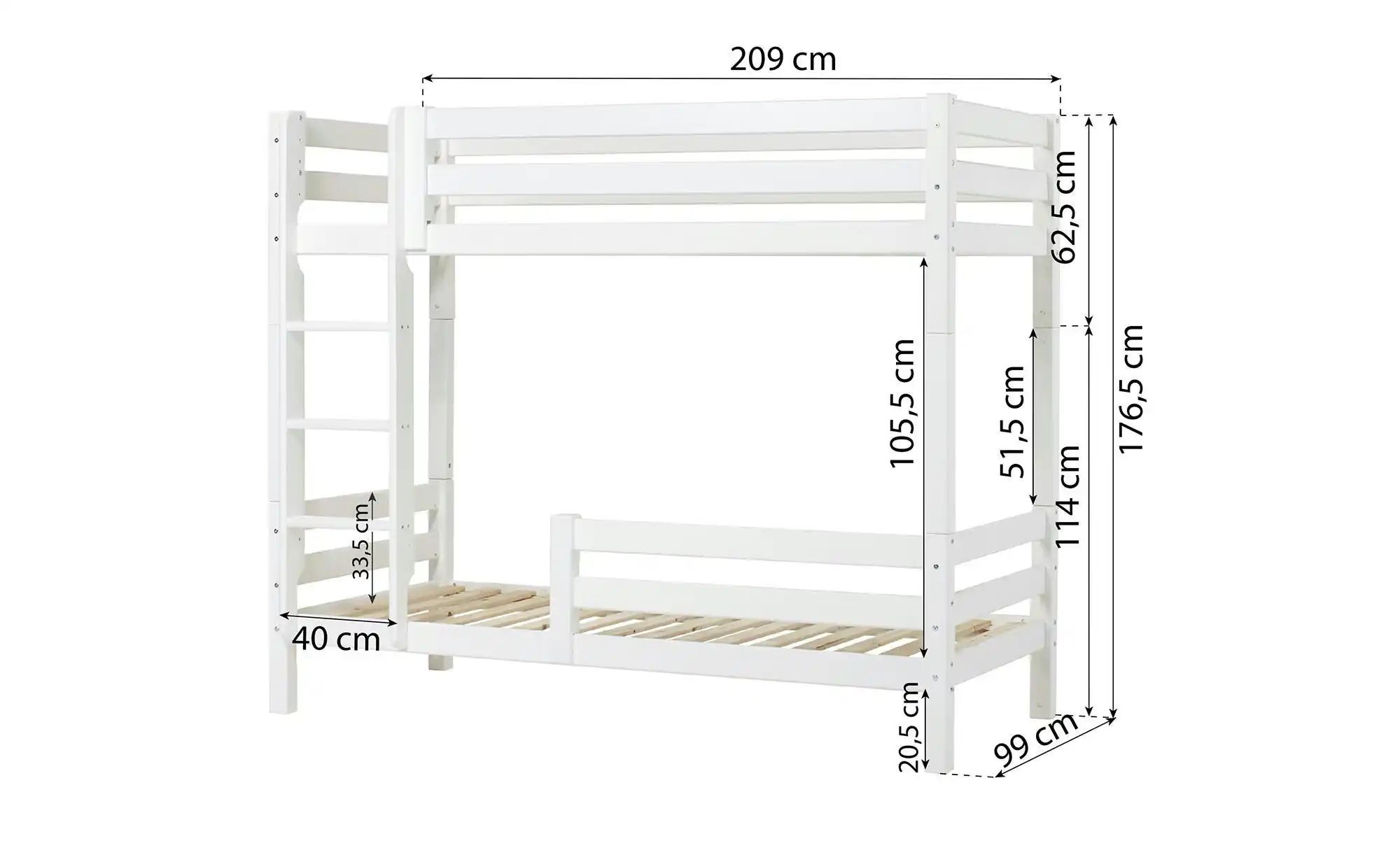 Etagenbett  ECO Luxury ¦ weiß ¦ Maße (cm): B: 104 H: 177 Betten > Bettgeste günstig online kaufen