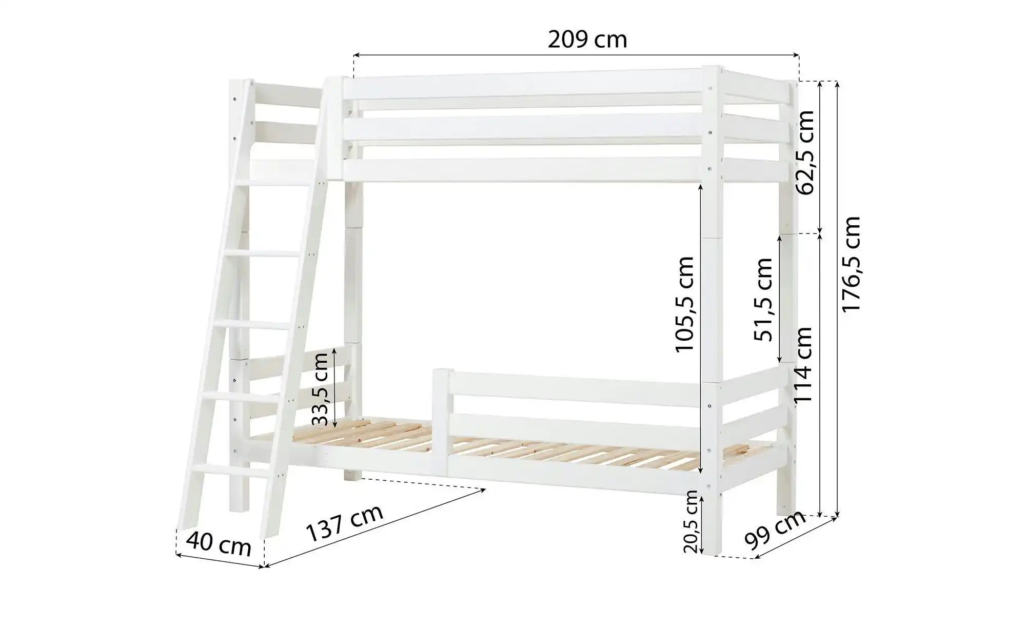 Etagenbett  ECO Luxury ¦ weiß ¦ Maße (cm): B: 137 H: 177 Betten > Bettgeste günstig online kaufen