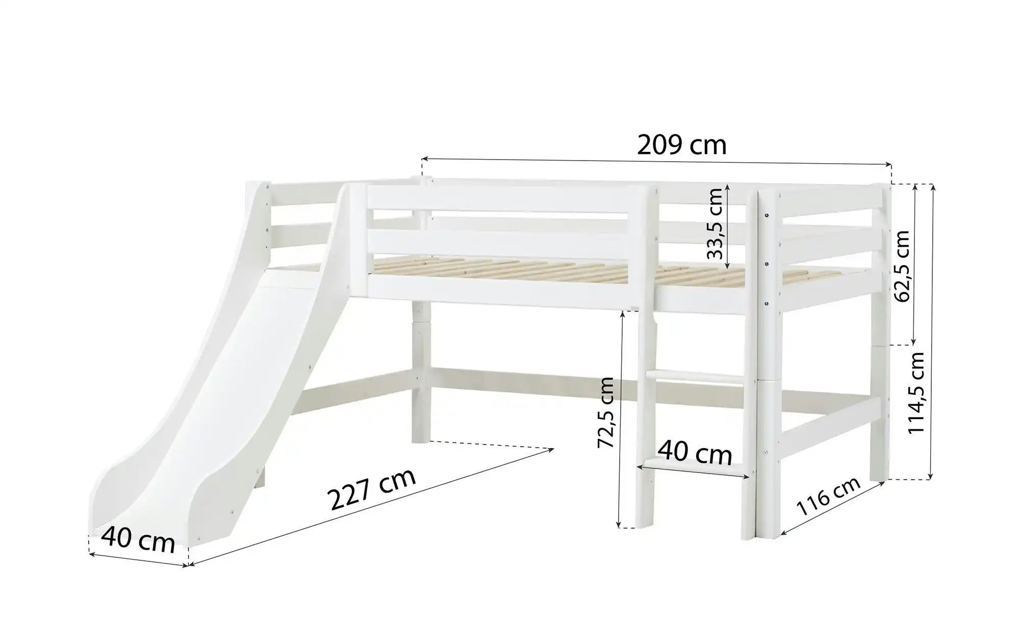 Hochbett  ECO Luxury ¦ weiß ¦ Maße (cm): B: 227 H: 114 Betten > Bettgestell günstig online kaufen