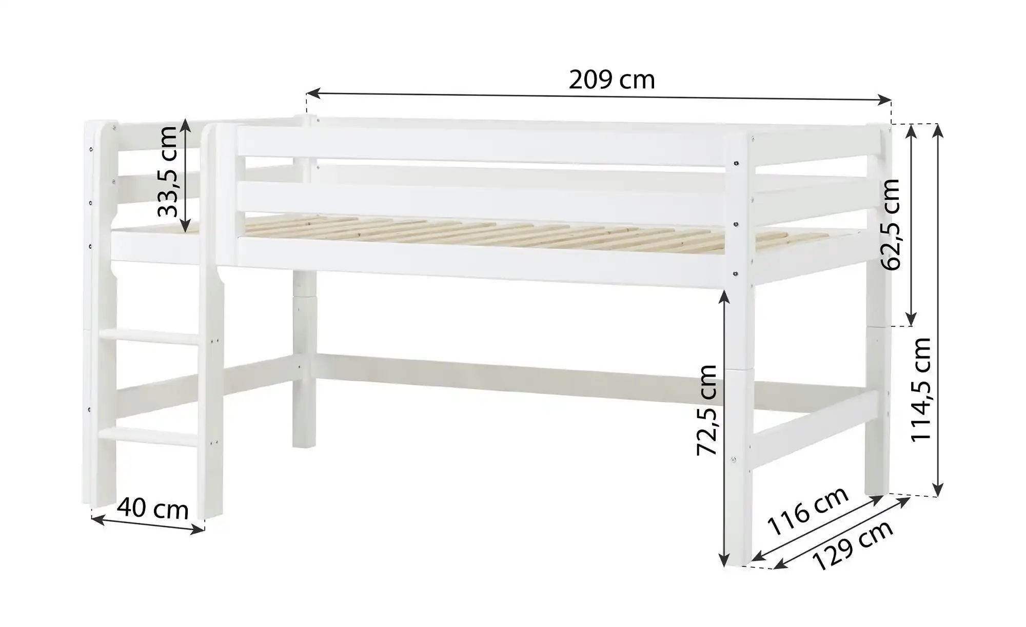 Hochbett  ECO Luxury ¦ weiß ¦ Maße (cm): B: 134 H: 114 Betten > Bettgestell günstig online kaufen