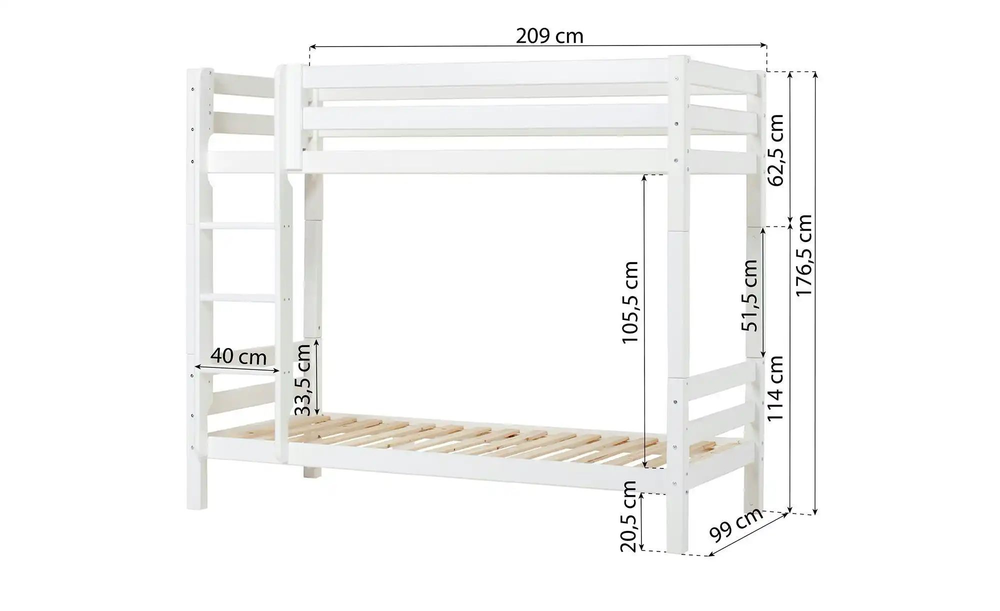 Etagenbett  ECO Luxury ¦ weiß ¦ Maße (cm): B: 104 H: 177 Betten > Bettgeste günstig online kaufen