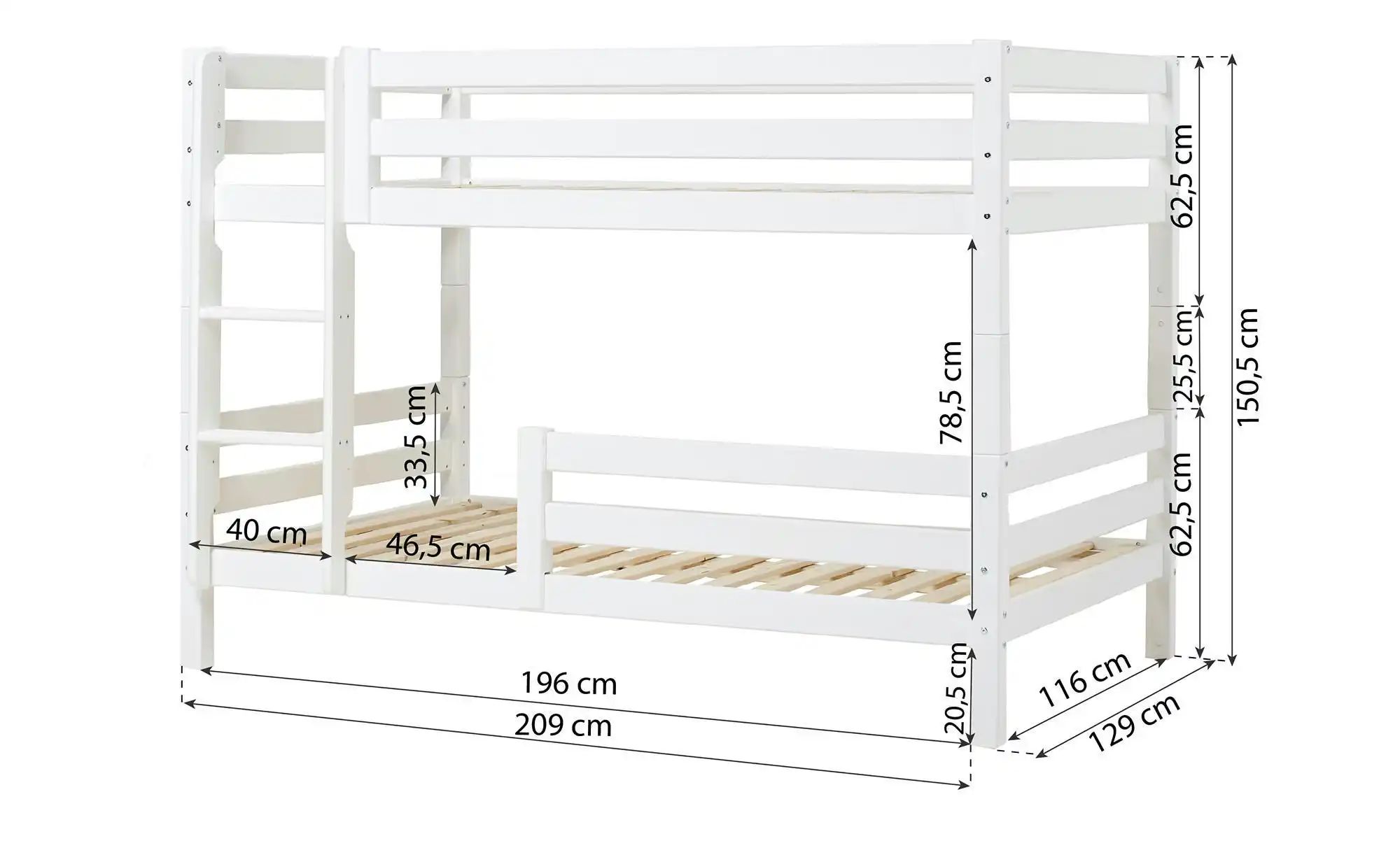 Etagenbett  ECO Luxury ¦ weiß ¦ Maße (cm): B: 134 H: 150 Betten > Bettgeste günstig online kaufen