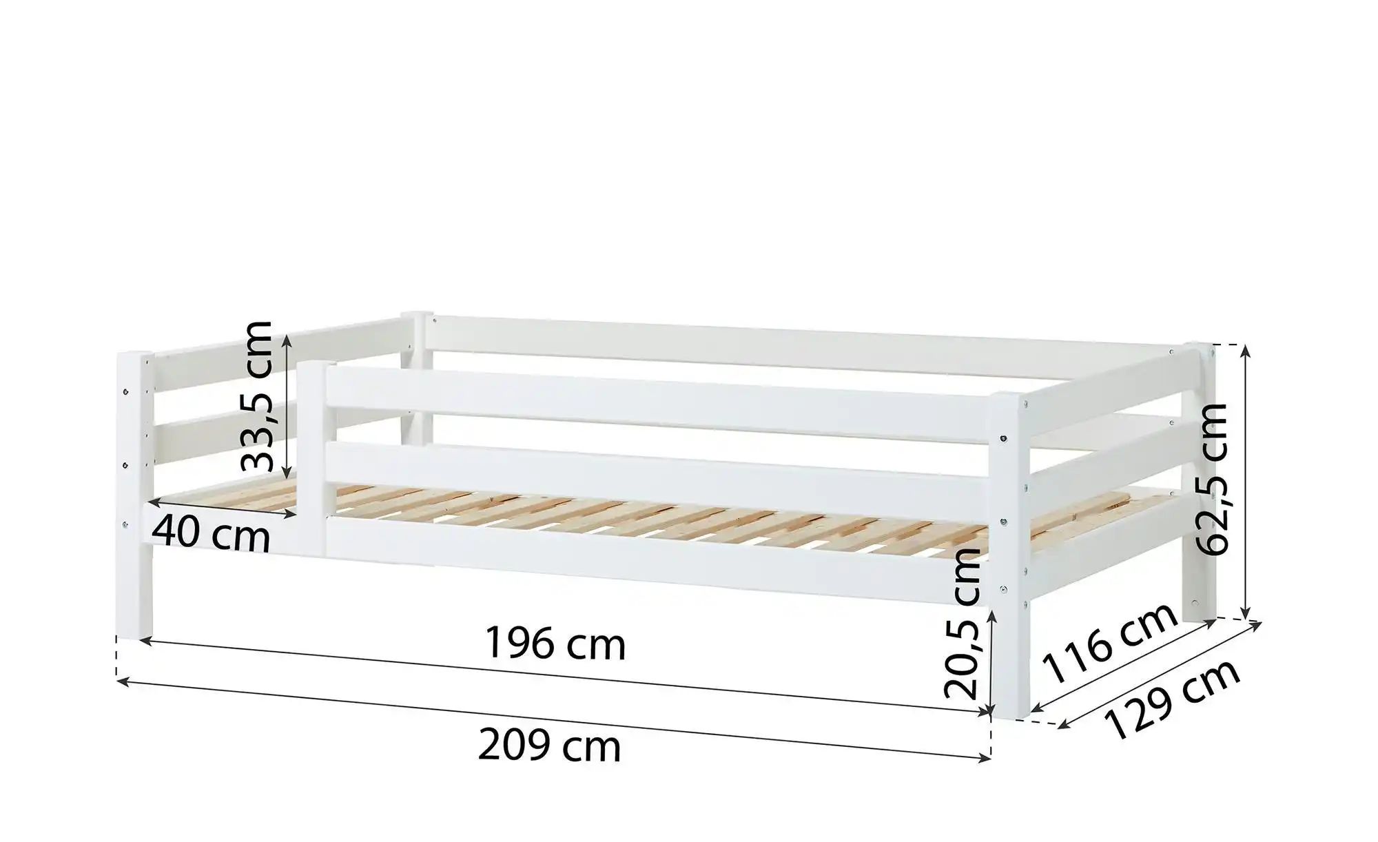 Kinderbett  ECO Luxury ¦ weiß ¦ Maße (cm): B: 129 H: 62 Betten > Bettgestel günstig online kaufen