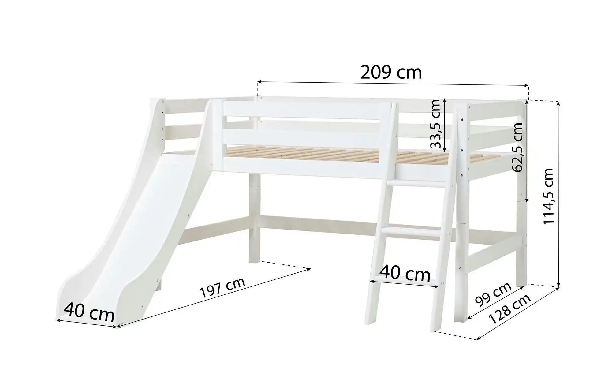 Hochbett  ECO Luxury ¦ weiß ¦ Maße (cm): B: 197 H: 114 Betten > Bettgestell günstig online kaufen