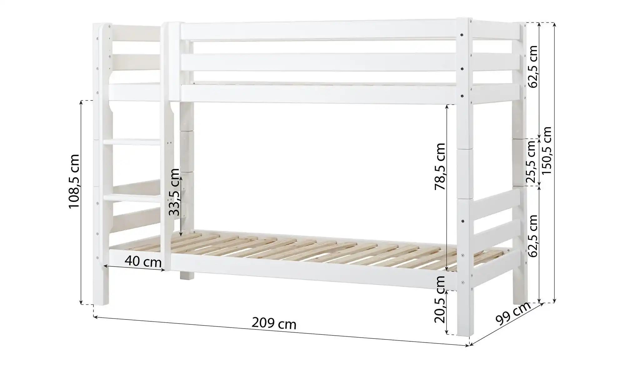 Etagenbett  ECO Luxury ¦ weiß ¦ Maße (cm): B: 104 H: 150 Betten > Bettgeste günstig online kaufen