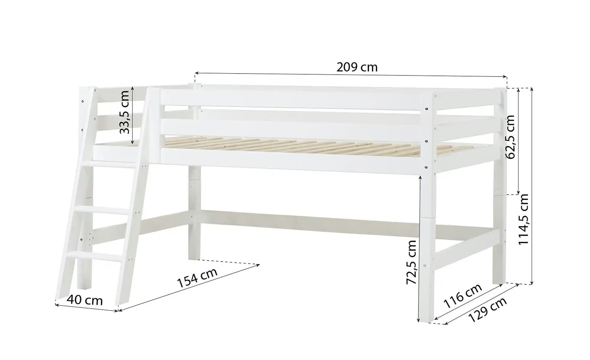 Hochbett  ECO Luxury ¦ weiß ¦ Maße (cm): B: 158 H: 114 Betten > Bettgestell günstig online kaufen