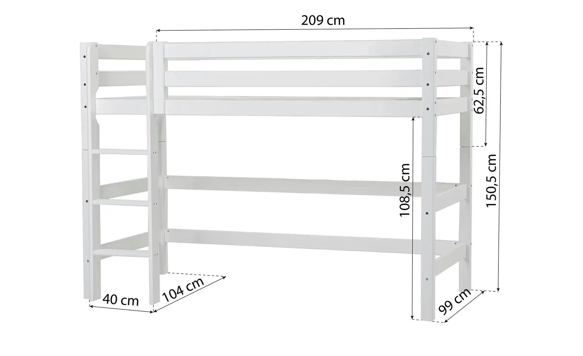 Hochbett  ECO Luxury ¦ weiß ¦ Maße (cm): B: 104 H: 150 Betten > Bettgestell günstig online kaufen
