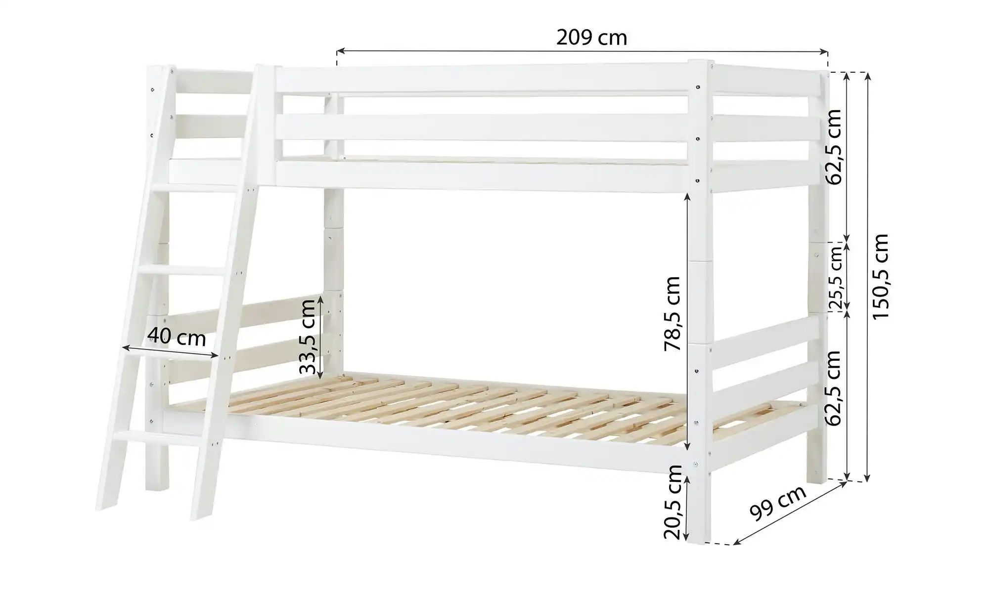 Etagenbett  ECO Luxury ¦ weiß ¦ Maße (cm): B: 137 H: 150 Betten > Bettgeste günstig online kaufen