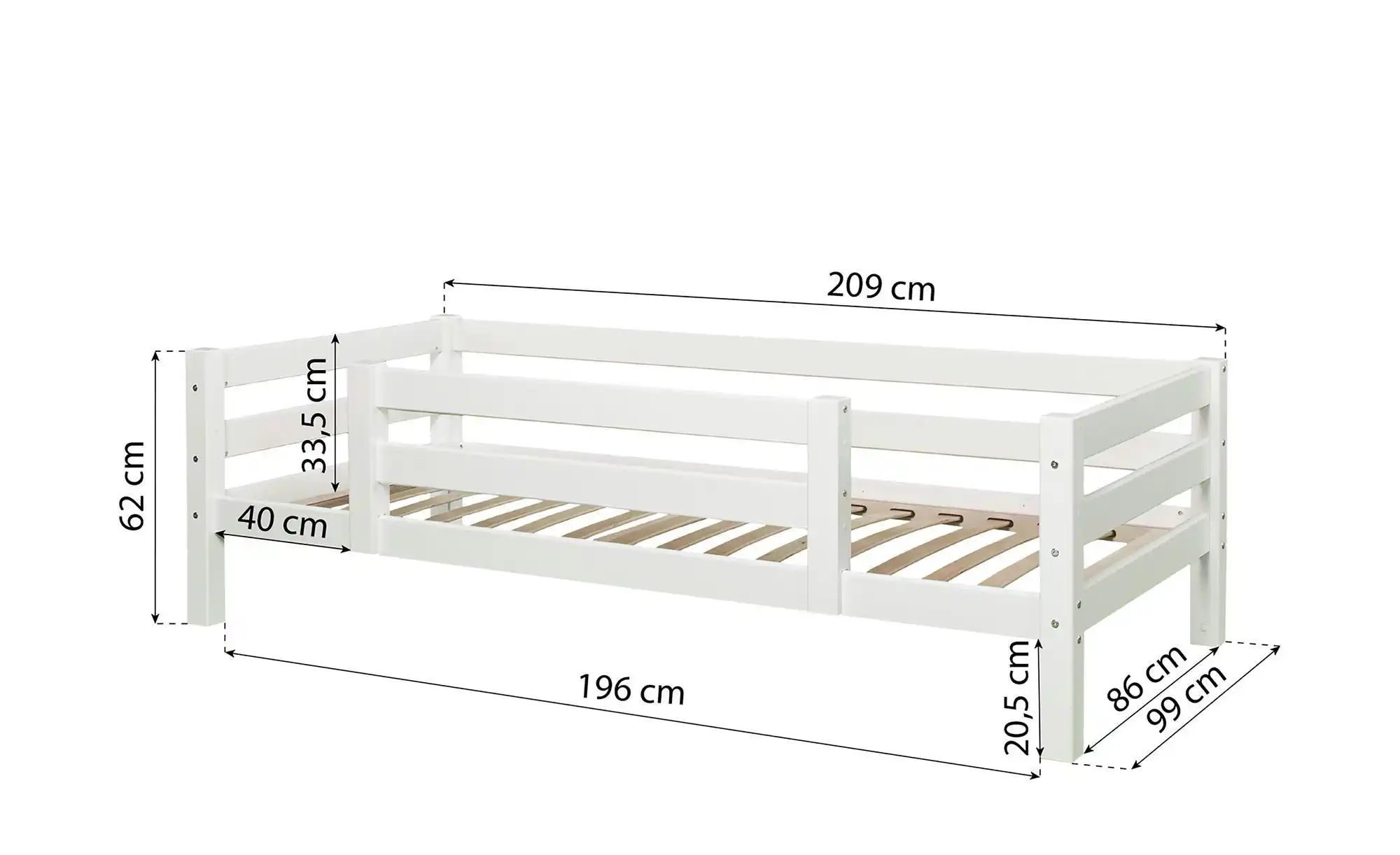 Hoppekids Kinderbett  ECO Luxury ¦ weiß ¦ Maße (cm): B: 99 H: 62 Betten > B günstig online kaufen