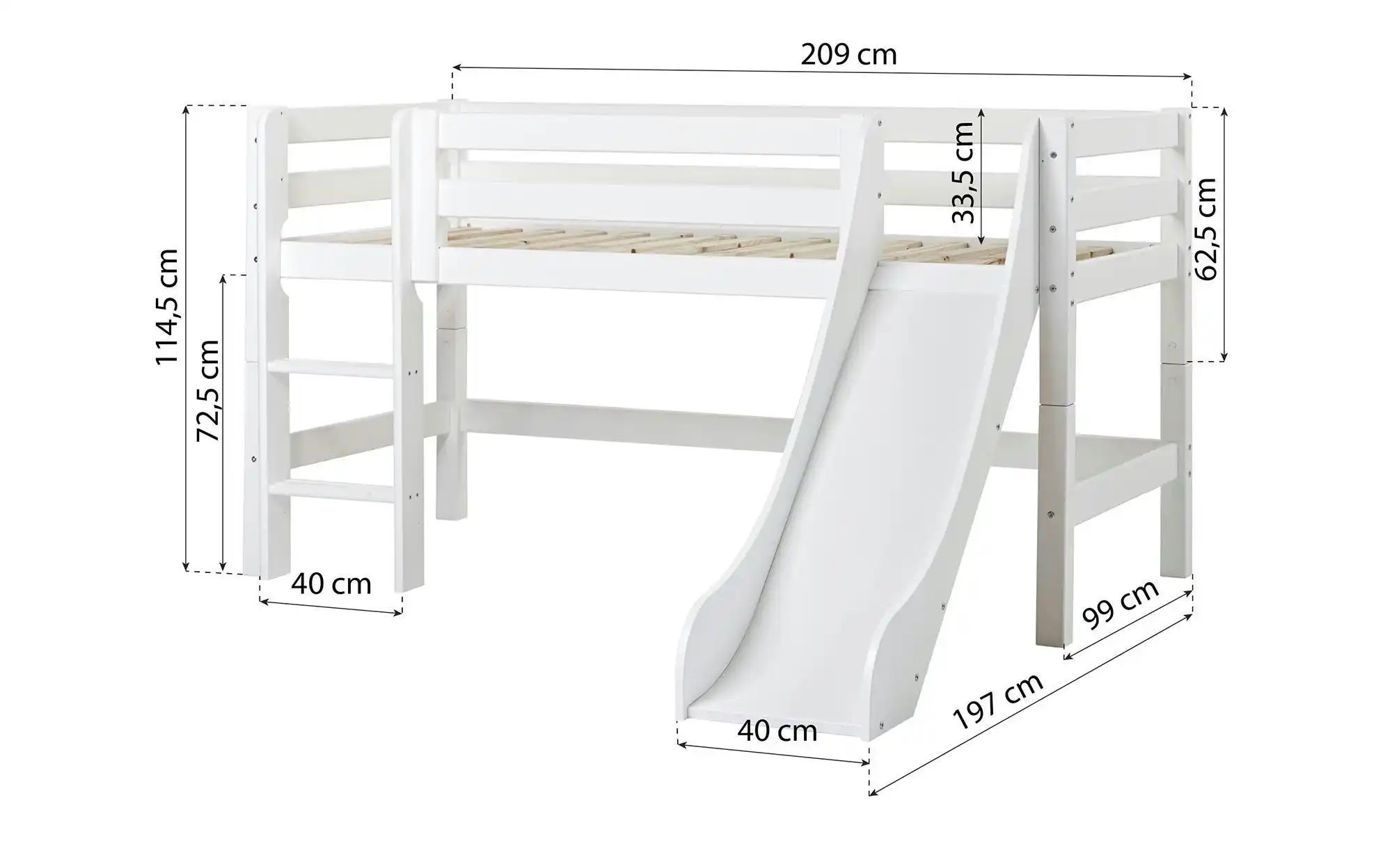 Hochbett  ECO Luxury ¦ weiß ¦ Maße (cm): B: 197 H: 114 Betten > Bettgestell günstig online kaufen