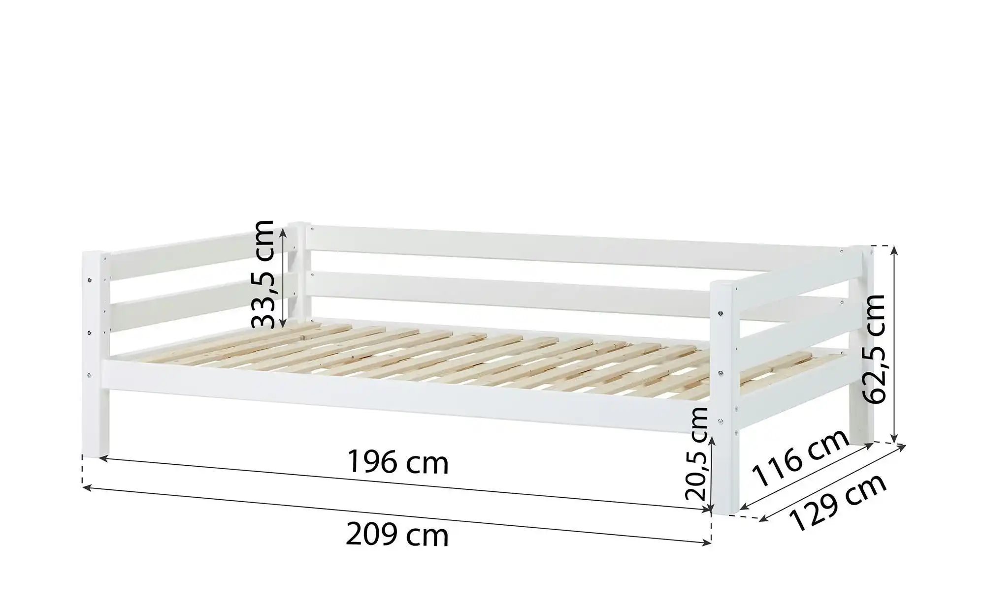 Kinderbett  ECO Luxury ¦ weiß ¦ Maße (cm): B: 129 H: 62 Betten > Bettgestel günstig online kaufen
