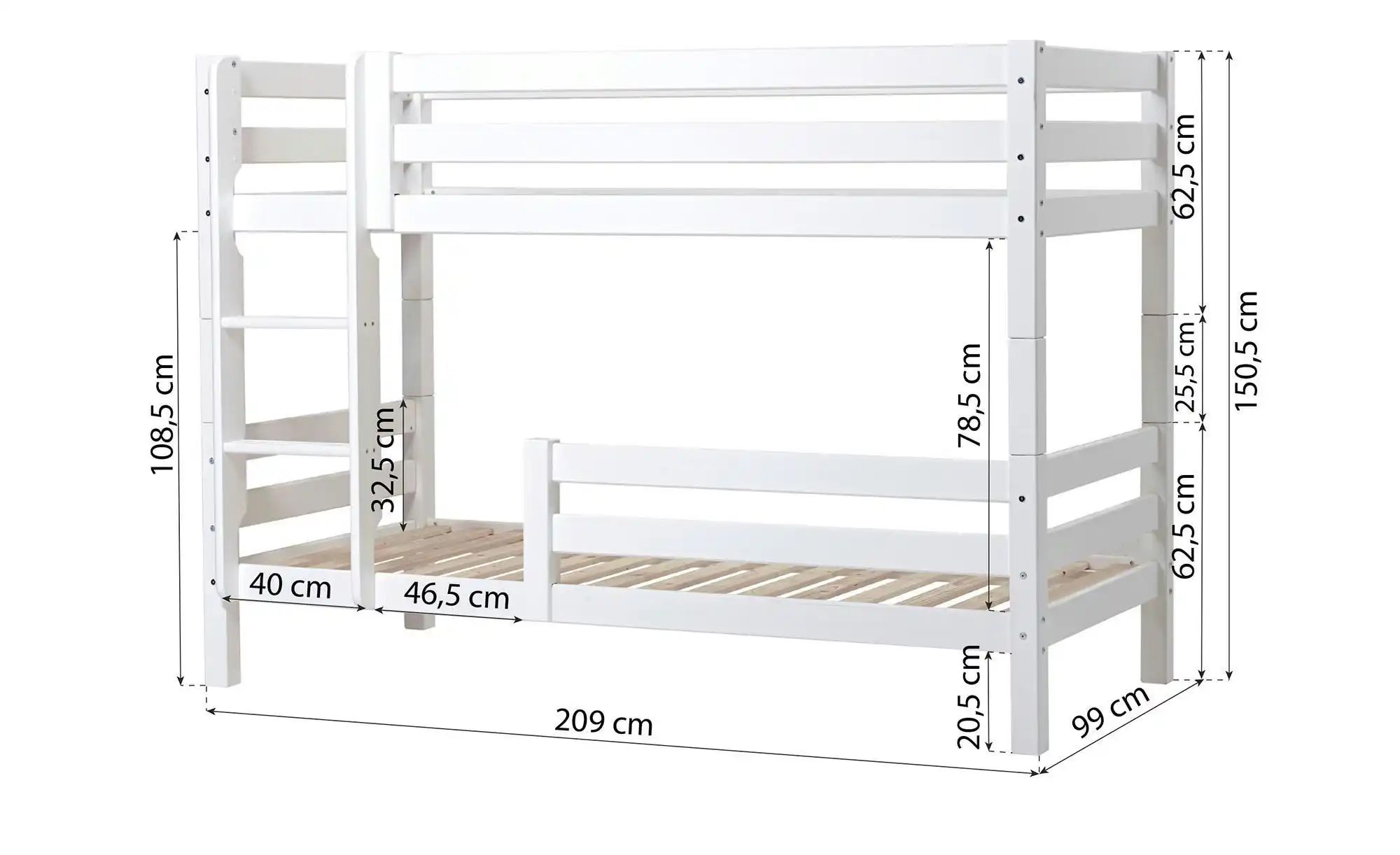 Hoppekids Etagenbett  ECO Luxury ¦ weiß ¦ Maße (cm): B: 104 H: 150 Betten > günstig online kaufen