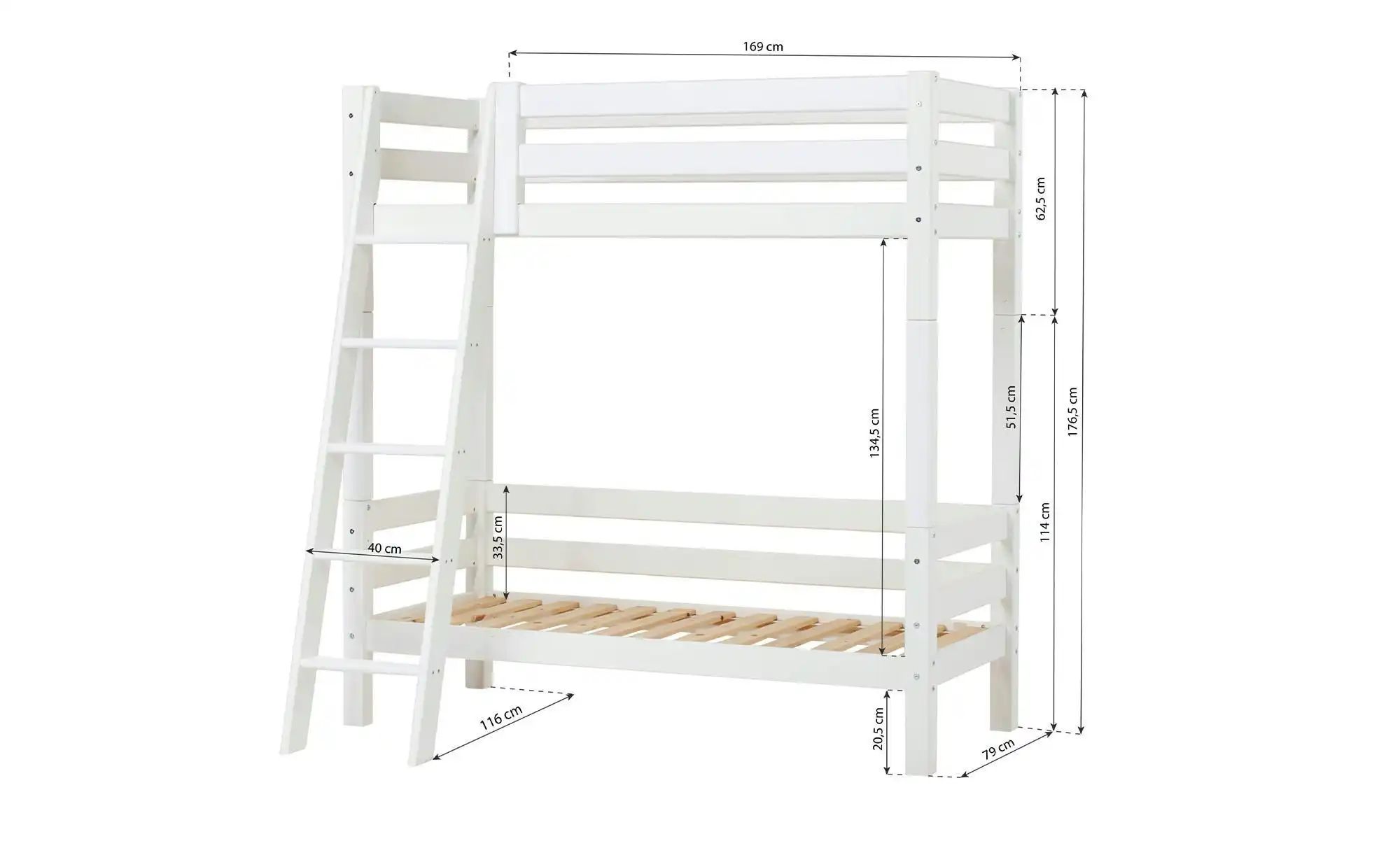 Etagenbett  ECO Luxury ¦ weiß ¦ Maße (cm): B: 124 H: 177 Betten > Bettgeste günstig online kaufen