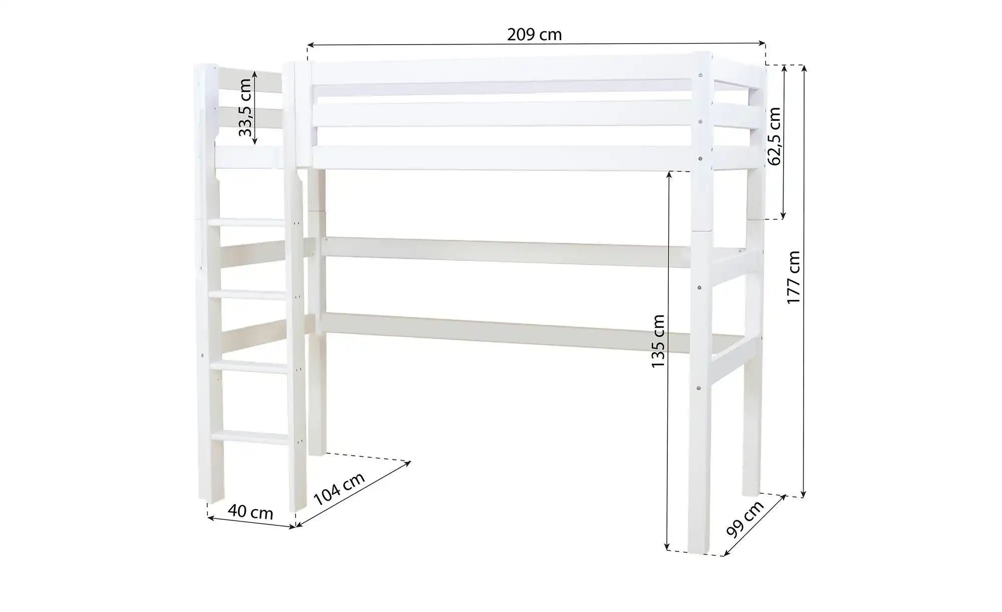 Hochbett  ECO Luxury ¦ weiß ¦ Maße (cm): B: 104 H: 177 Betten > Bettgestell günstig online kaufen