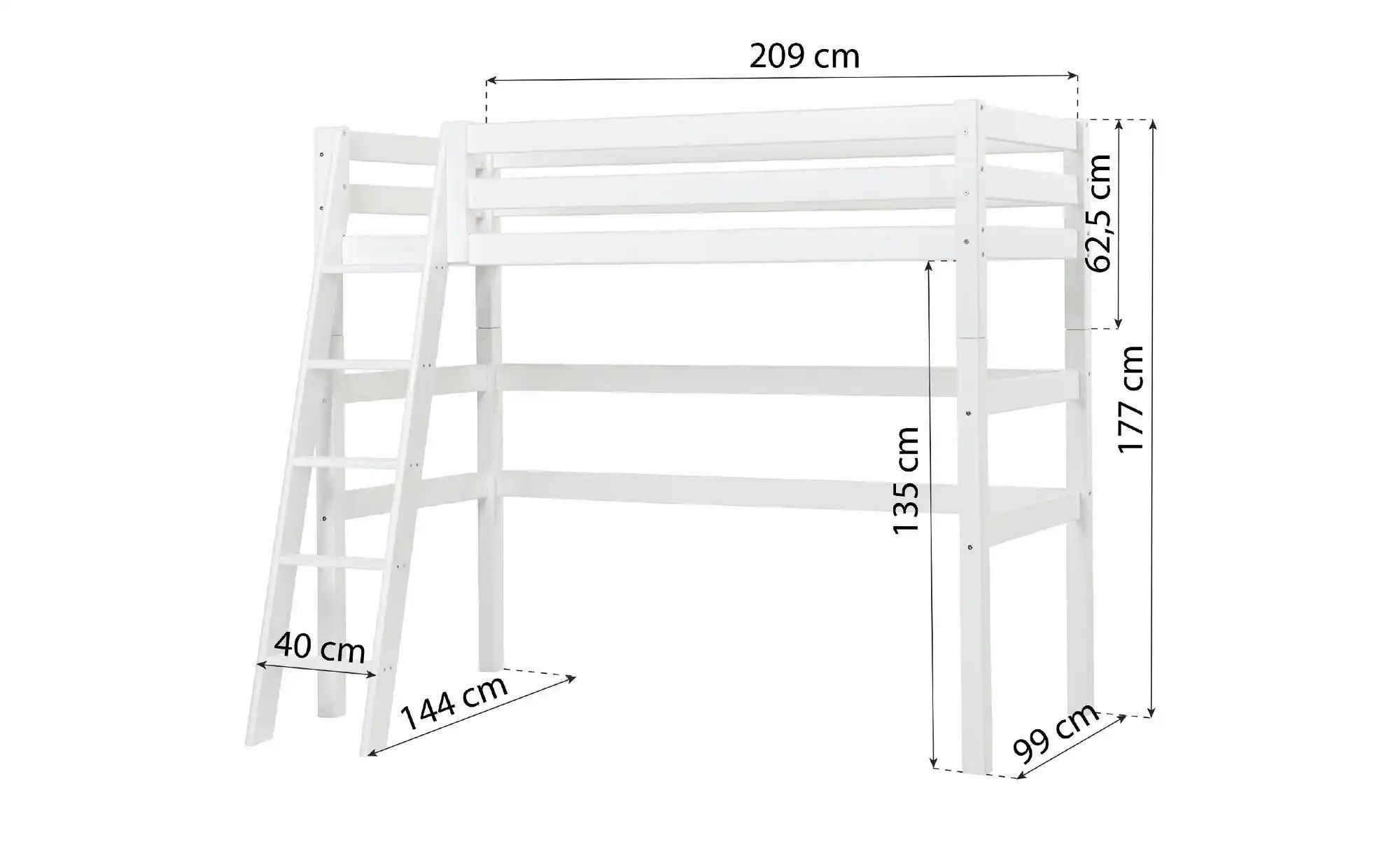 Hochbett  ECO Luxury ¦ weiß ¦ Maße (cm): B: 144 H: 177 Betten > Bettgestell günstig online kaufen