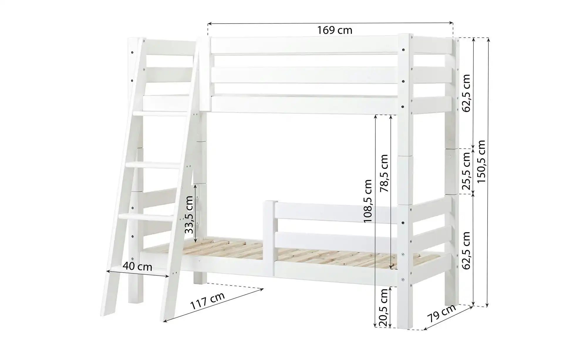 Etagenbett  ECO Luxury ¦ weiß ¦ Maße (cm): B: 117 H: 150 Betten > Bettgeste günstig online kaufen
