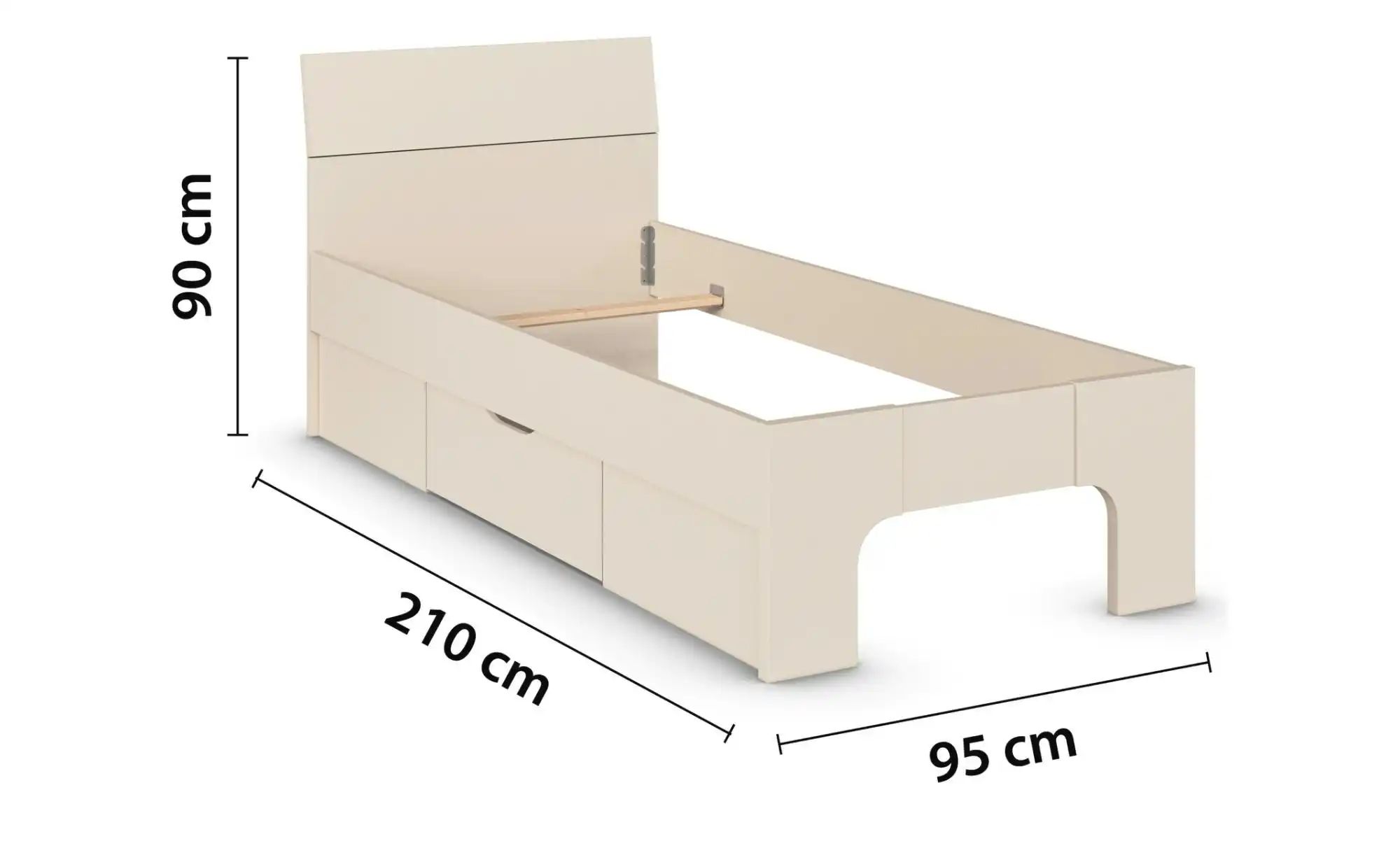 Stauraumbett in beige Frieda ¦ creme ¦ Maße (cm): B: 95 H: 210 Betten > Bet günstig online kaufen