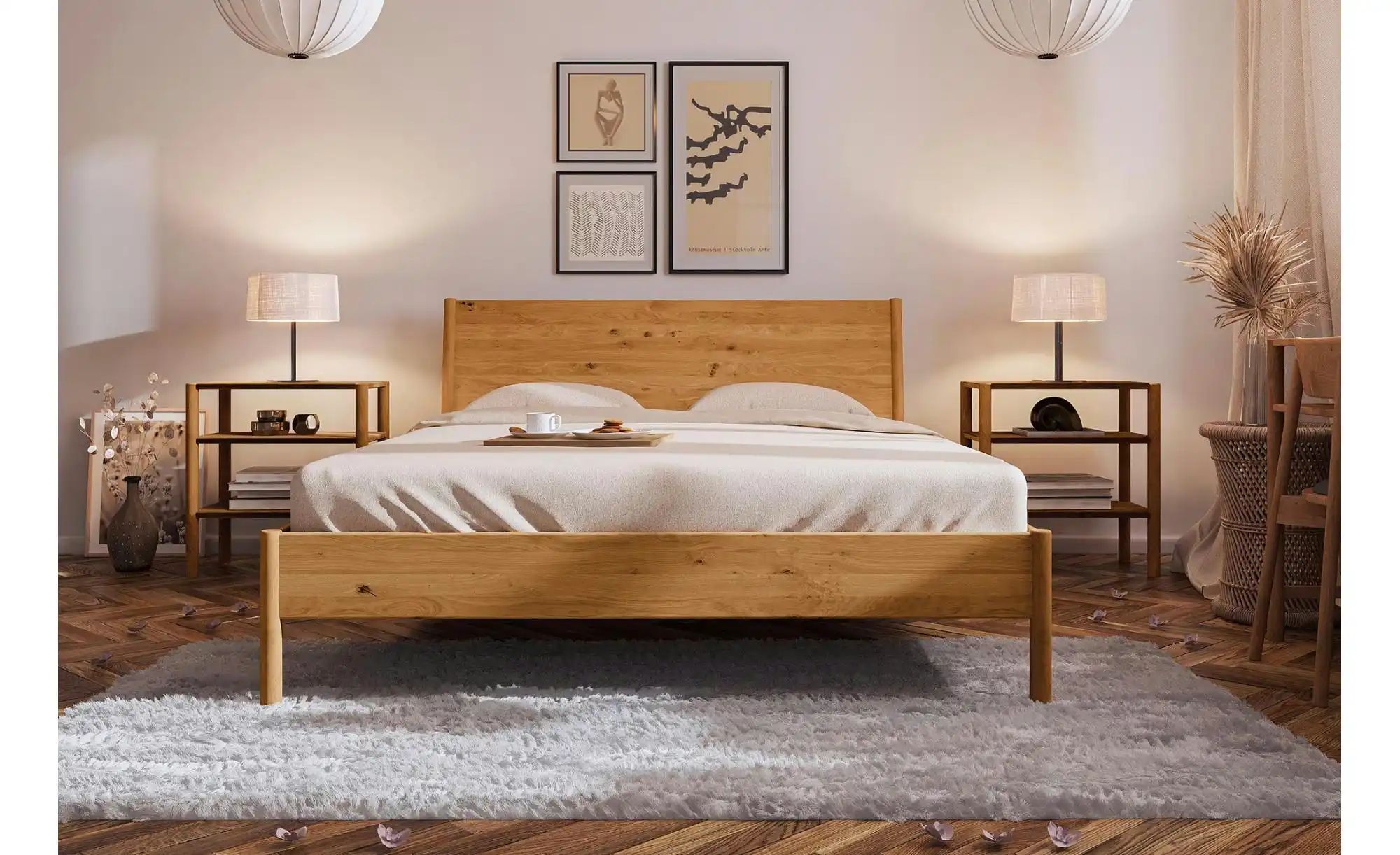 Massivholzbett  Greta ¦ holzfarben ¦ Maße (cm): B: 145 H: 95 Betten > Bettg günstig online kaufen