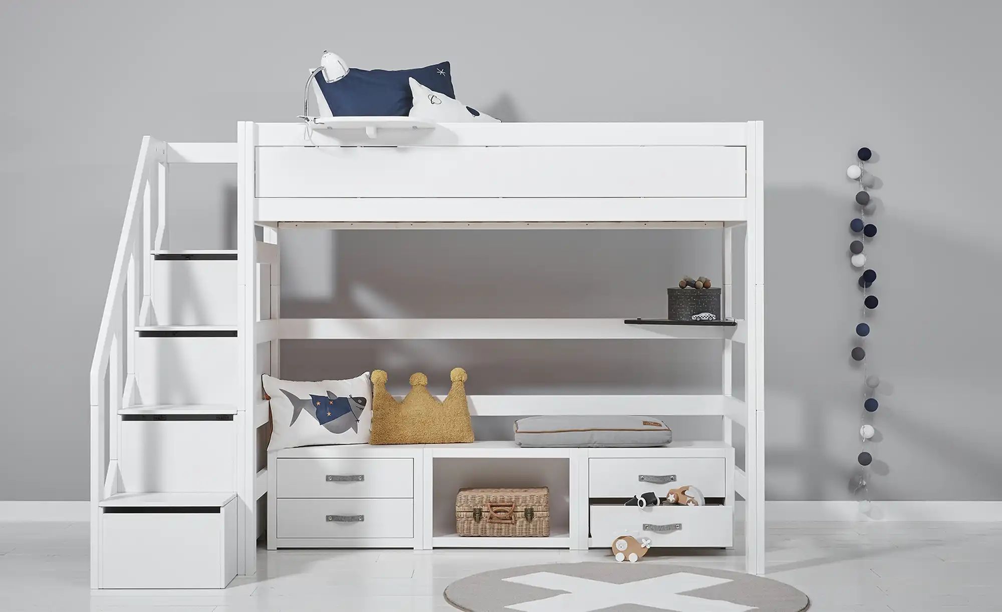 Lifetime Hochbett mit Treppe  Basis ¦ weiß ¦ Maße (cm): B: 257 H: 177 T: 13 günstig online kaufen