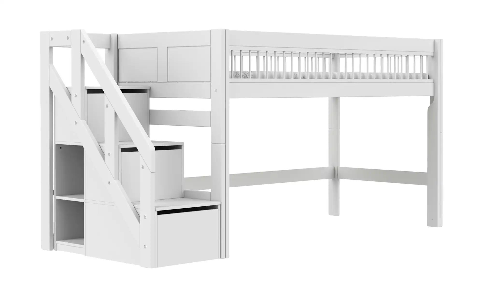Lifetime Halbhohes Bett mit Treppe  Original ¦ weiß ¦ Maße (cm): B: 257 H: günstig online kaufen