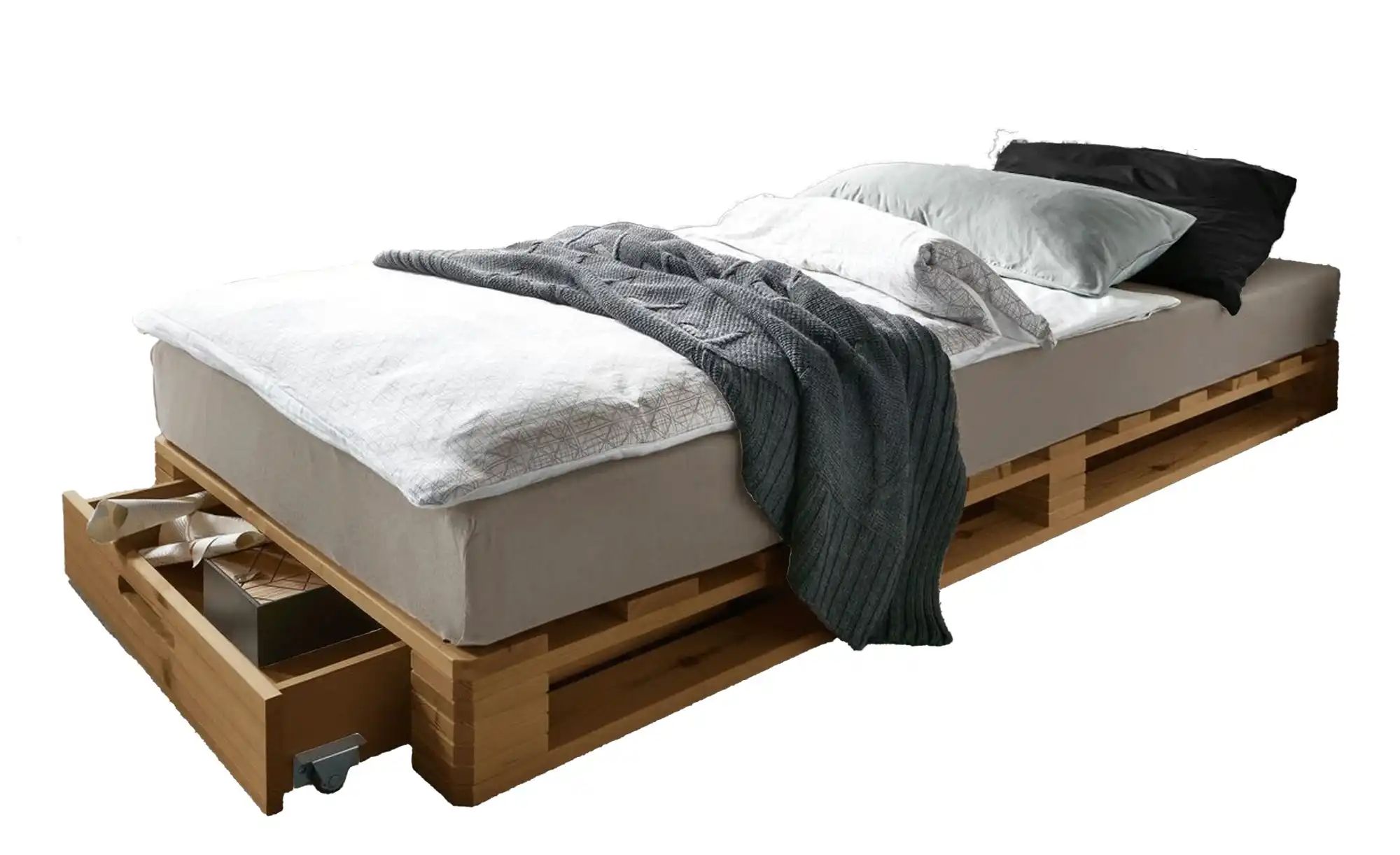 Palettenbett mit Stauraum Dallas ¦ holzfarben ¦ Maße (cm): B: 90 H: 14 Bett günstig online kaufen