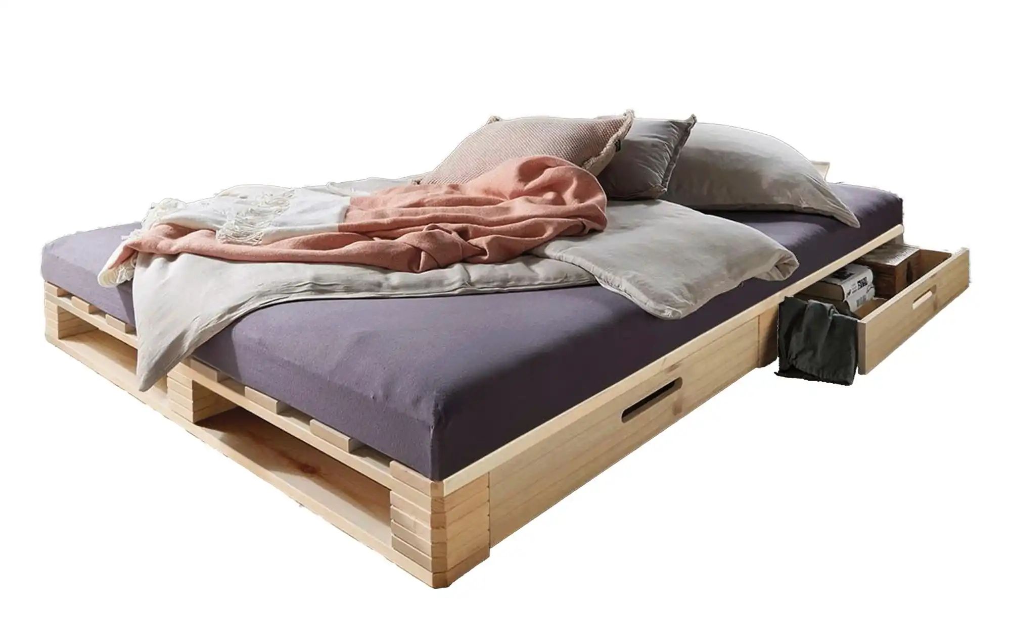 Palettenbett mit Stauraum Dallas ¦ holzfarben ¦ Maße (cm): B: 140 H: 14 Bet günstig online kaufen