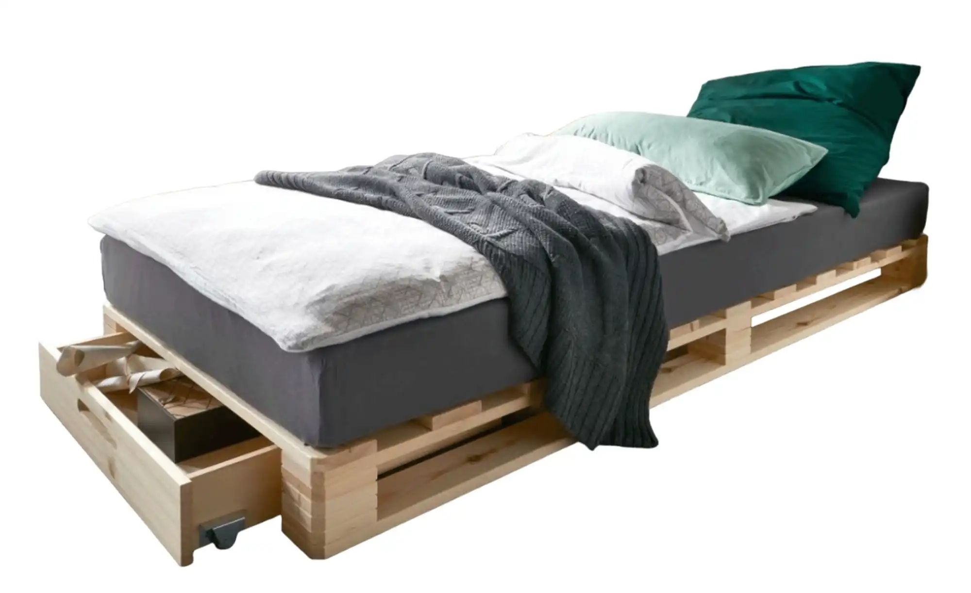 Palettenbett mit Stauraum Dallas ¦ holzfarben ¦ Maße (cm): B: 90 H: 14 Bett günstig online kaufen